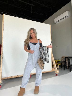 Around The Town Jumpsuit Heather Grey sold by Chic by Ally B