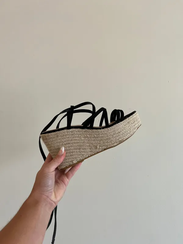 Black Suede Strappy Wedges sold by Chic by Ally B