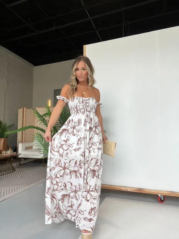 Hawaiian Dream Maxi Dress Cream sold by Chic by Ally B