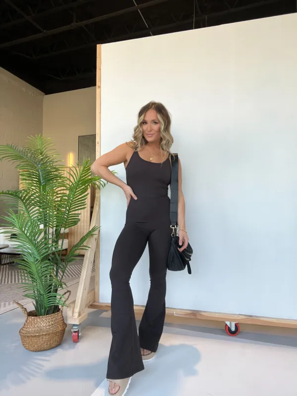 Boss Babe Flared Jumpsuit Chocolate Torte sold by Chic by Ally B