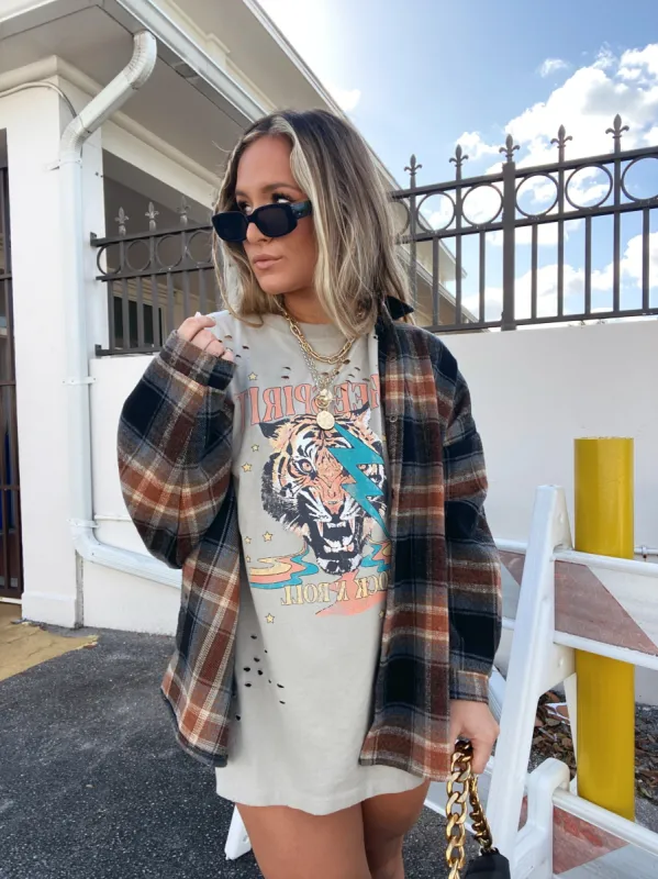 FREE SPIRIT DISTRESSED TEE BLUE LIGHTENING sold by Chic by Ally B