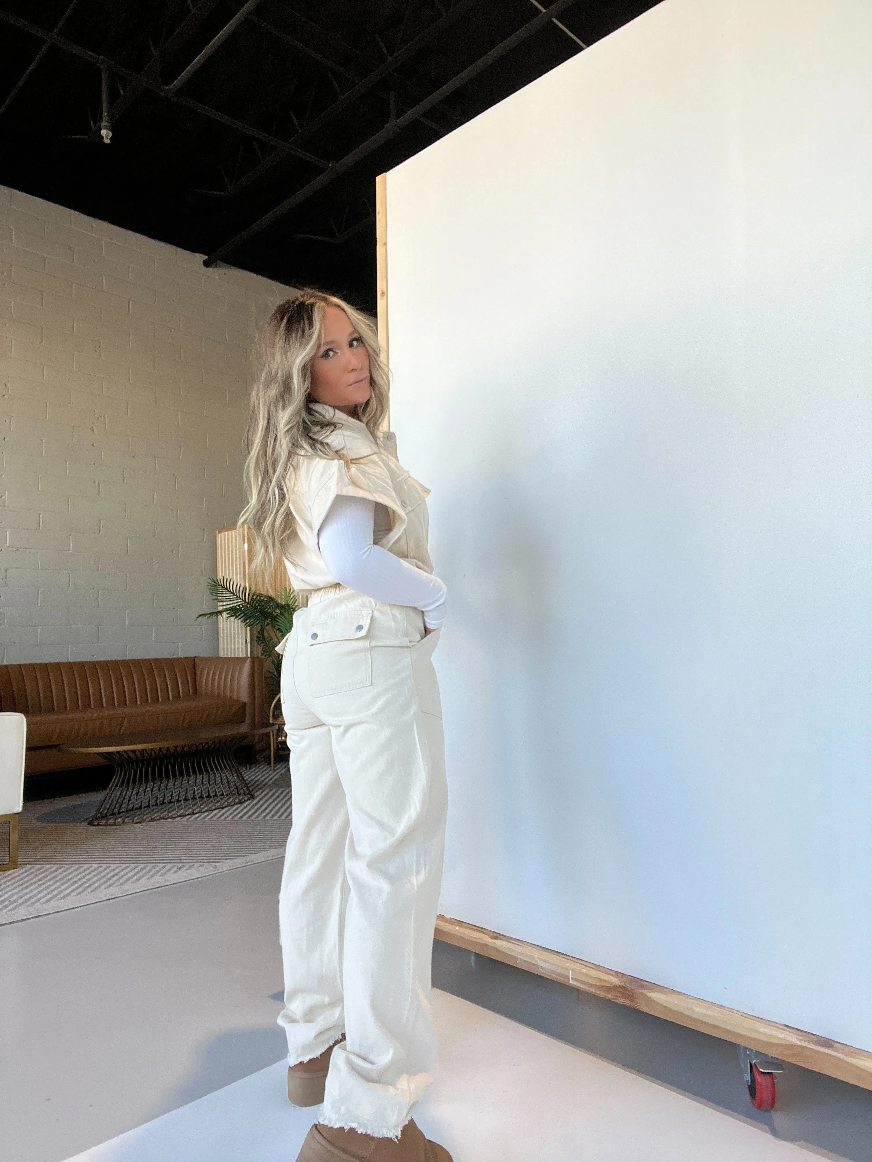 Longing Needs Utility Jumpsuit Oatmeal sold by Chic by Ally B product image thumbnail 5