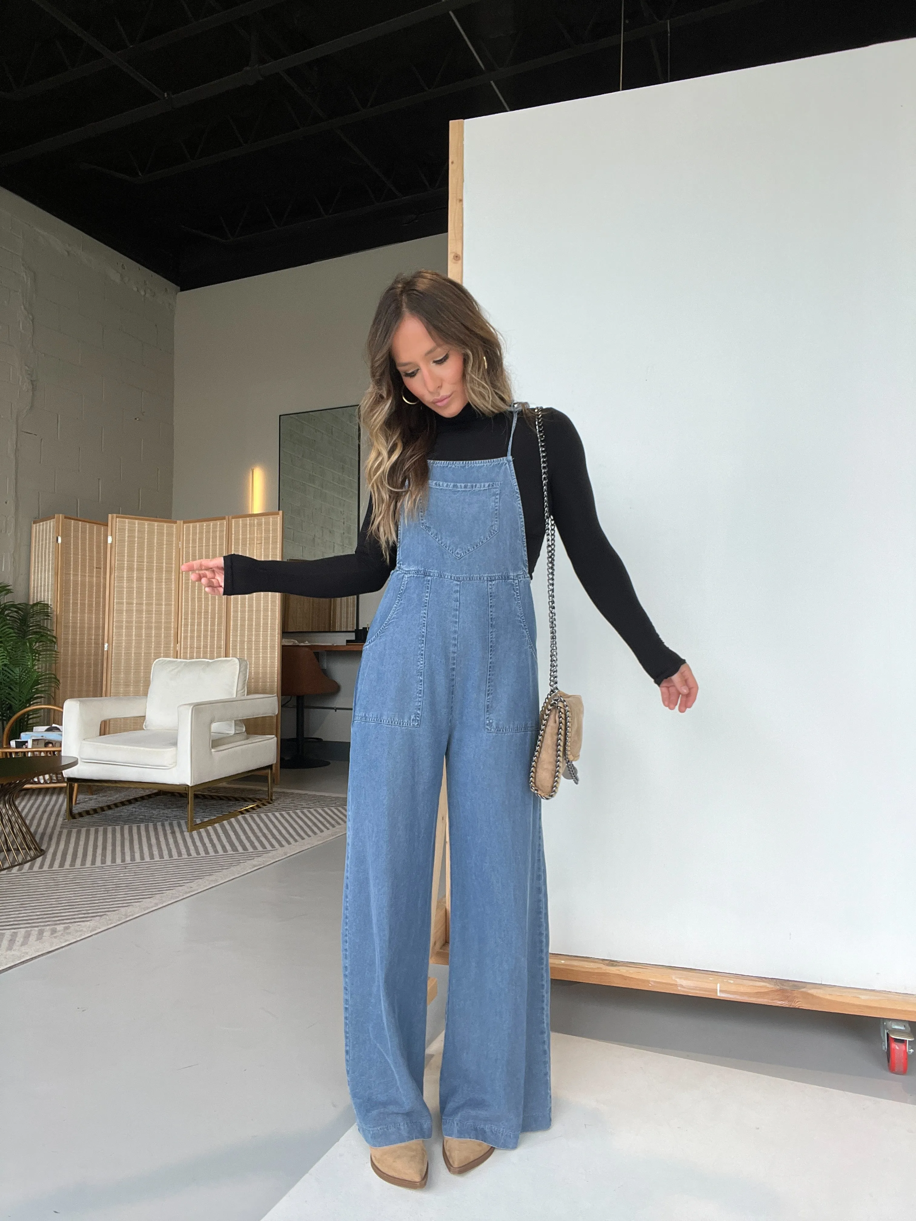 Farrah Tencel Wide Leg Overalls sold by Chic by Ally B product image thumbnail 2