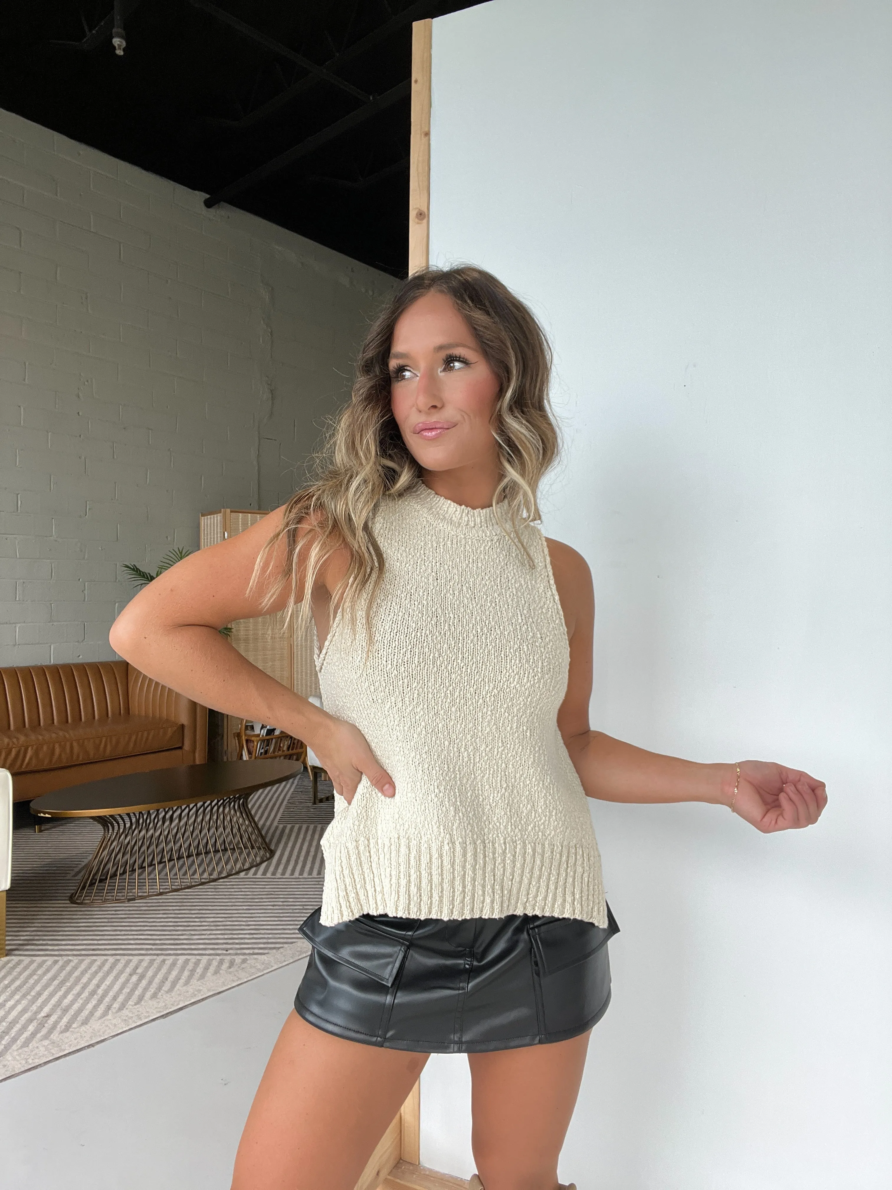 Lila Knitted Sweater Tank Beige sold by Chic by Ally B product image thumbnail 2
