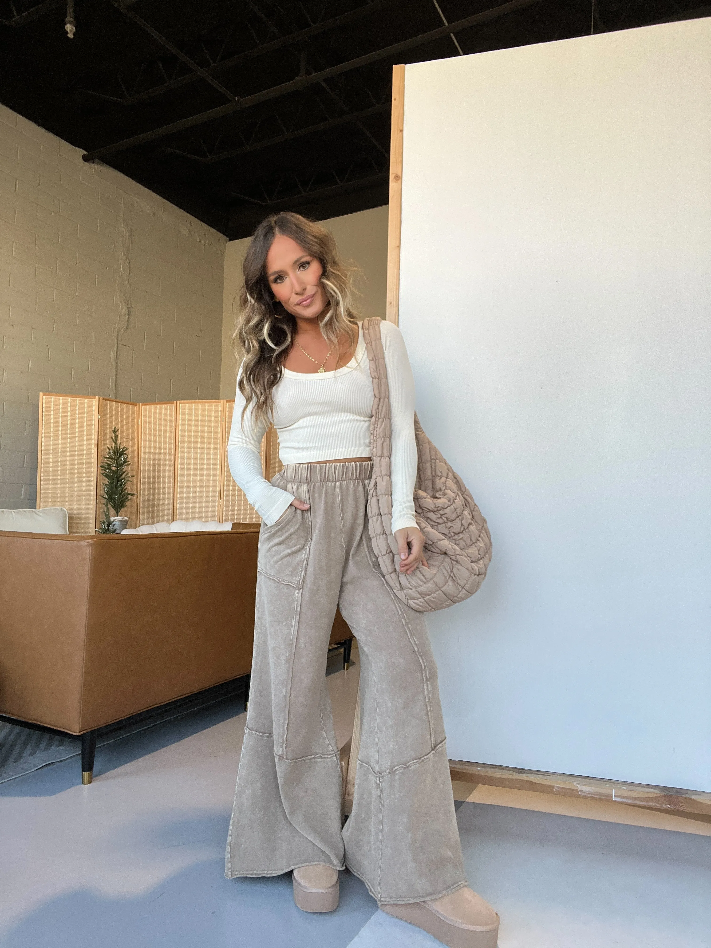 Mellow Morning Boho Lounge Pants Toast sold by Chic by Ally B