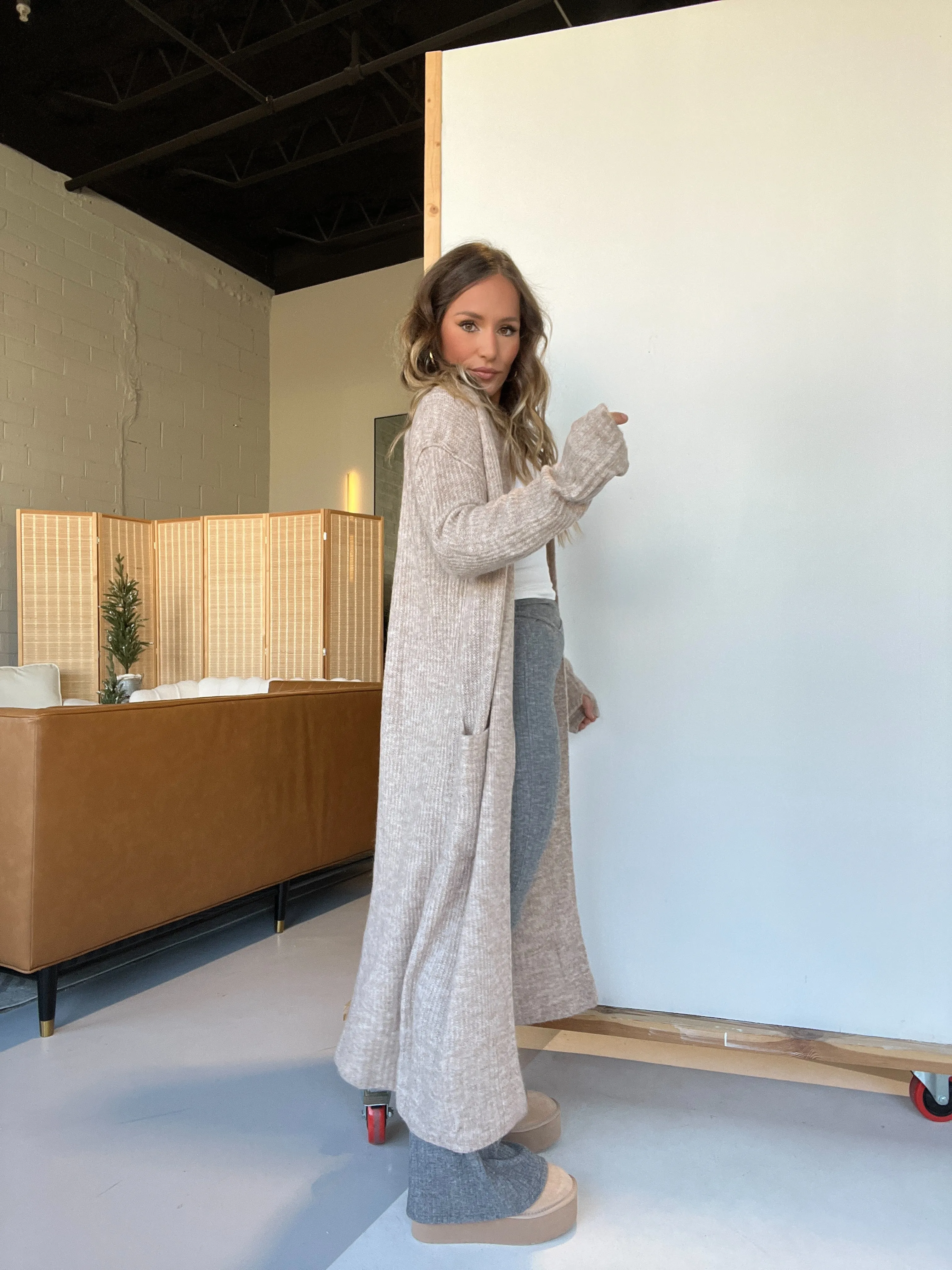 Winter Day Long Cardigan Oatmeal sold by Chic by Ally B product image thumbnail 5