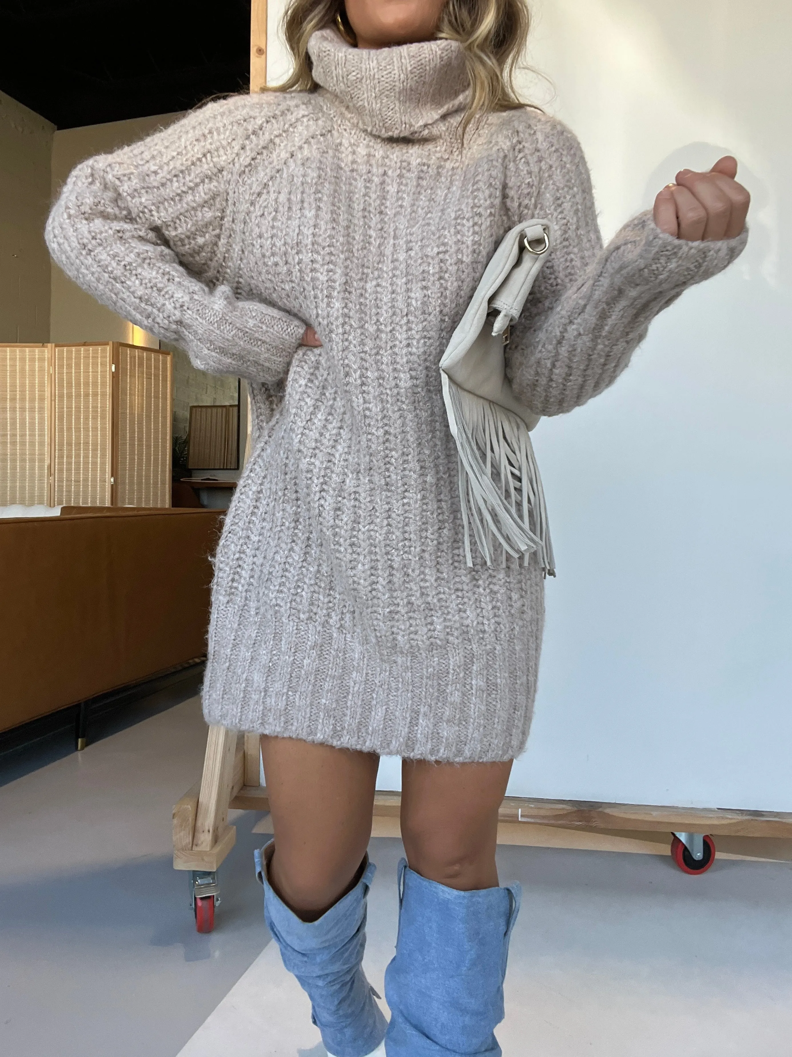 Ilona Chunky Tunic Sweater Dress Latte sold by Chic by Ally B product image thumbnail 3