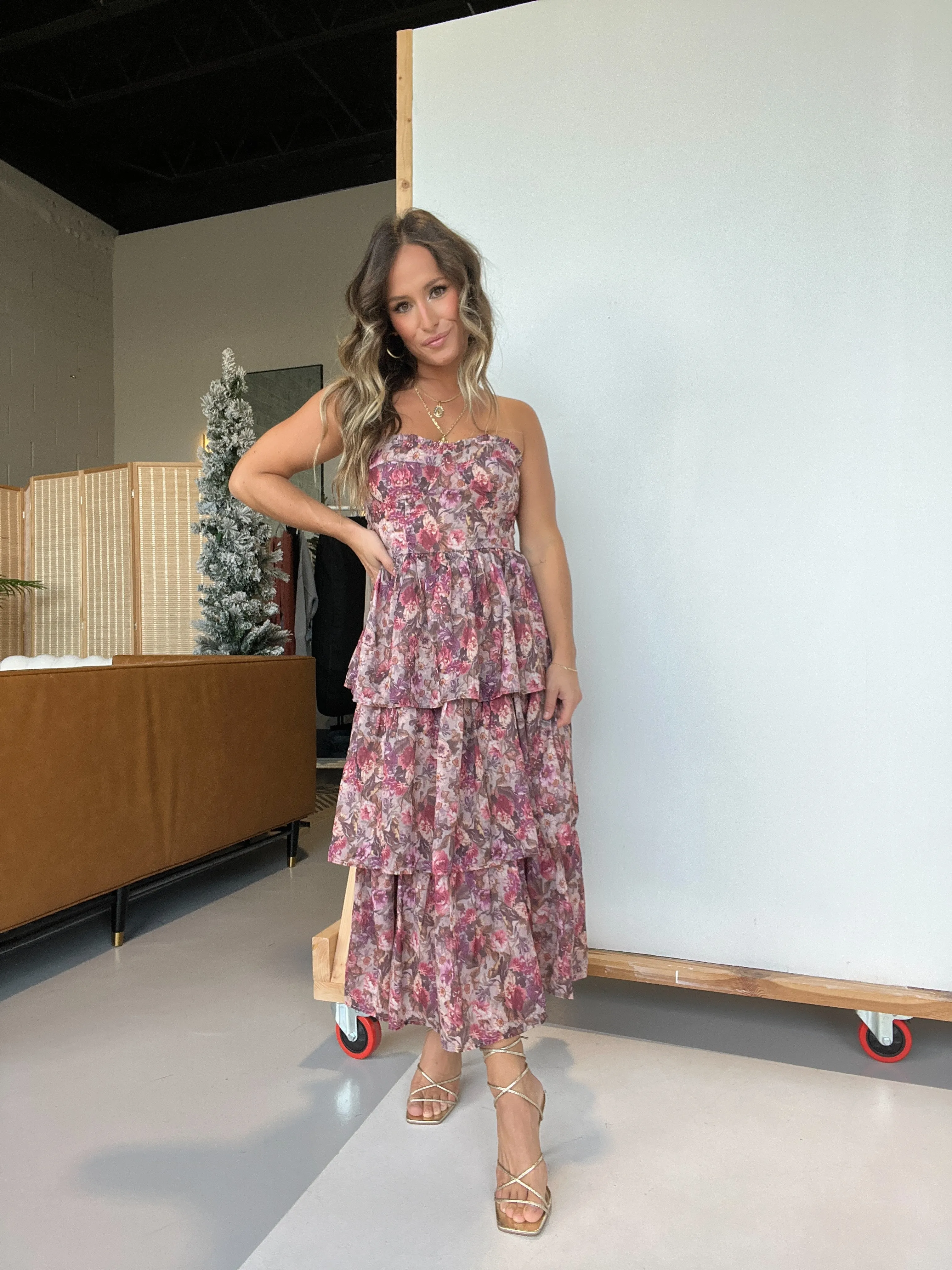 Fall Wedding Tiered Floral Midi Dress Multi sold by Chic by Ally B