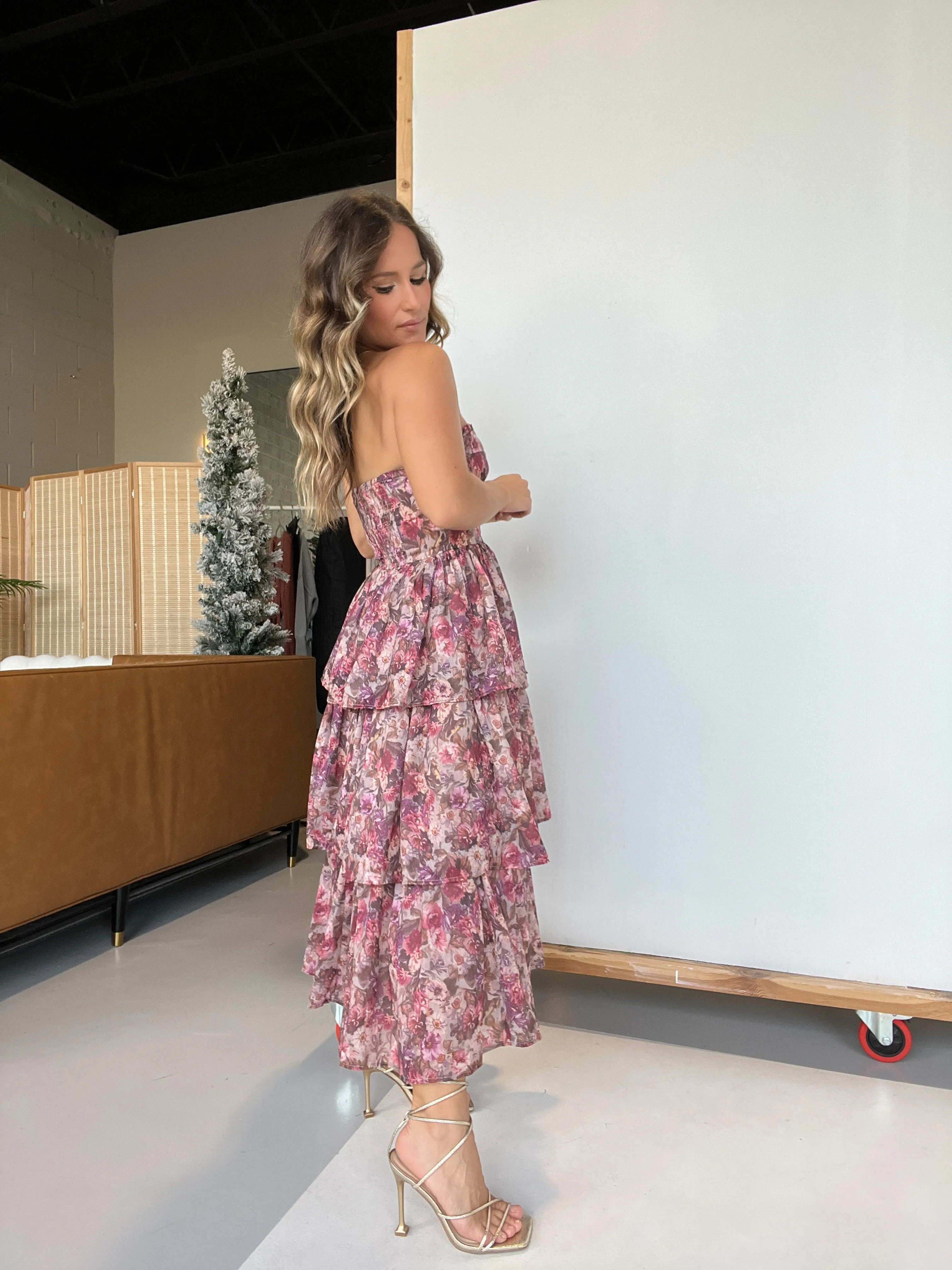 Fall Wedding Tiered Floral Midi Dress Multi sold by Chic by Ally B product image thumbnail 5