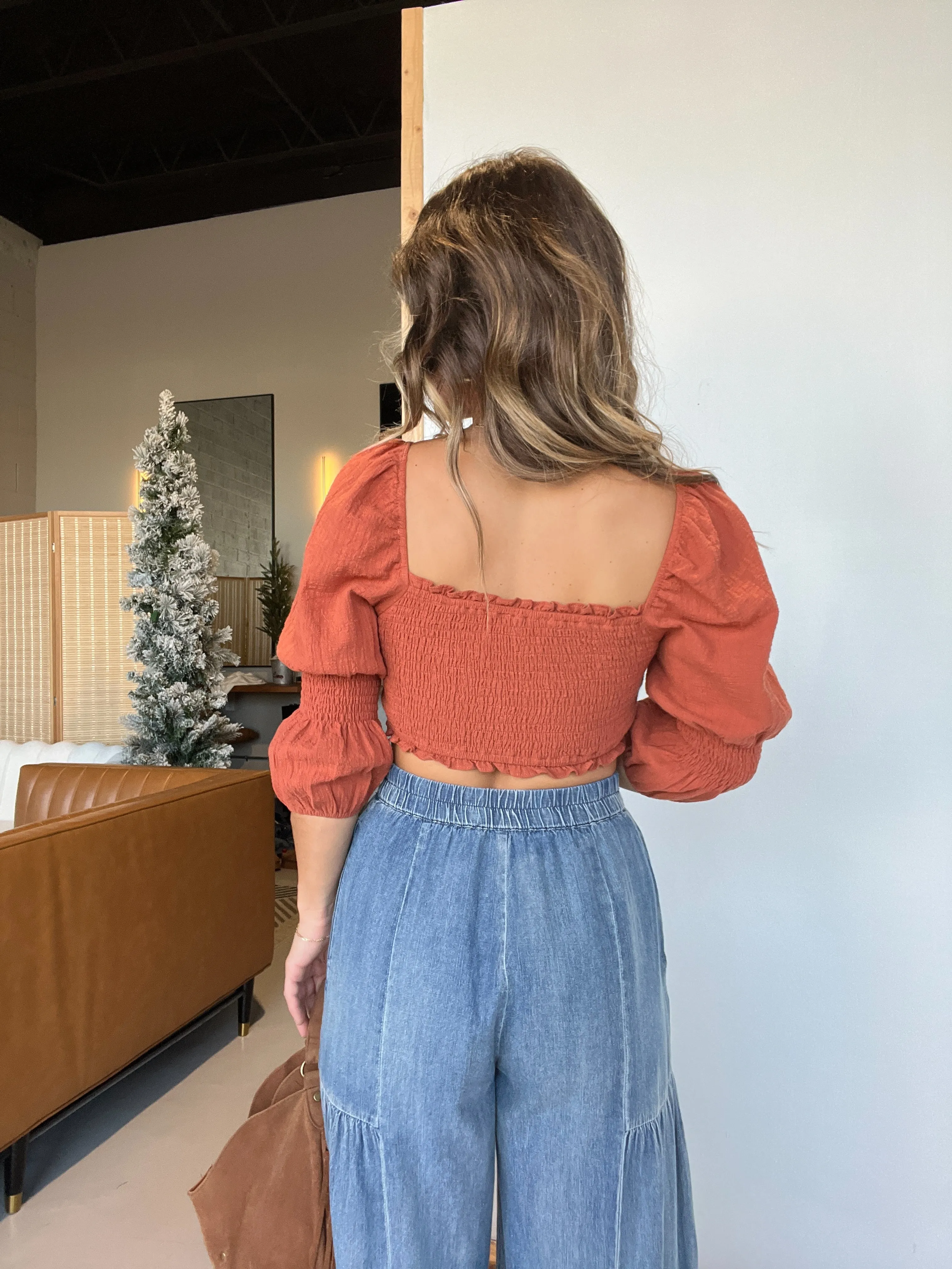 Cornelia Street Cinched Crop Top Rust sold by Chic by Ally B product image thumbnail 3
