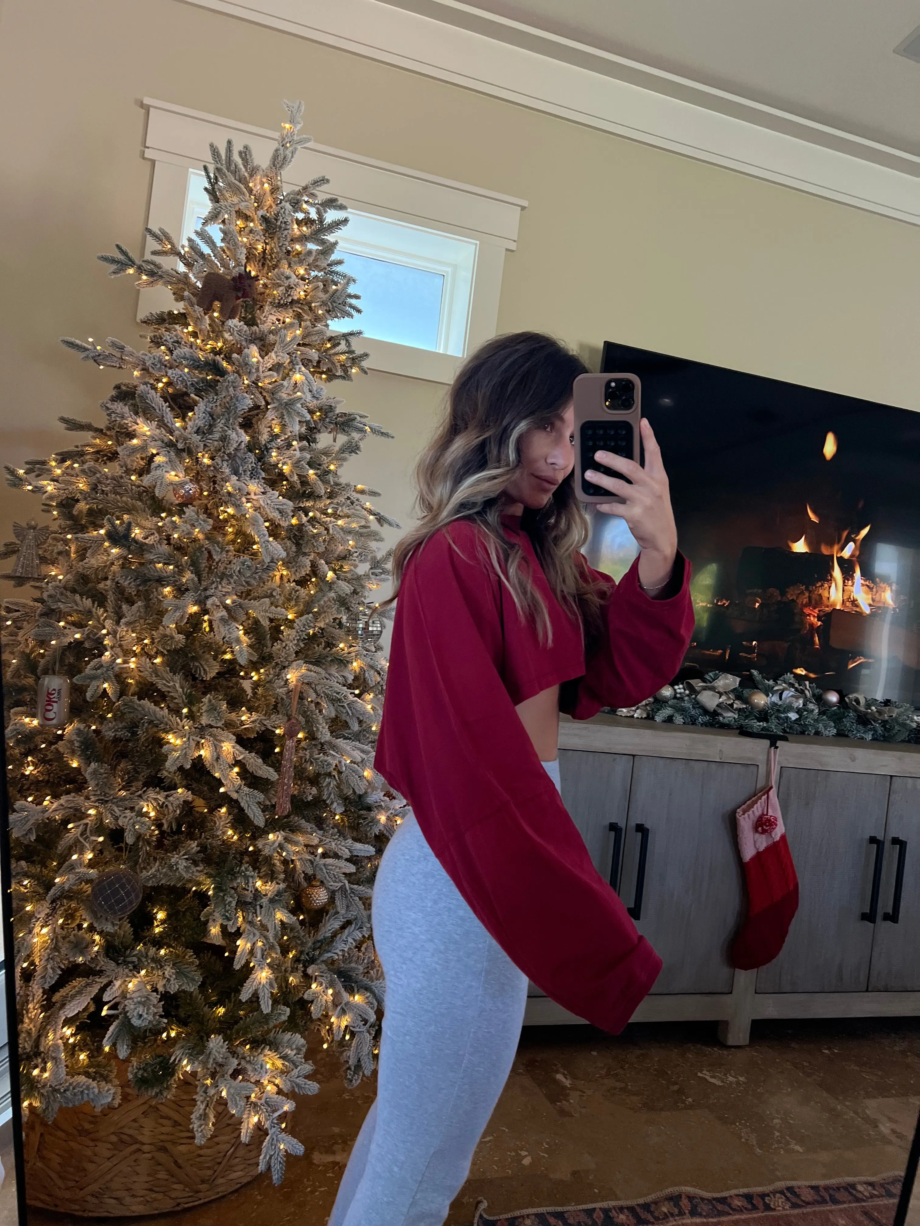 Riley Lounge Cropped Long Sleeve Scarlet sold by Chic by Ally B product image thumbnail 3