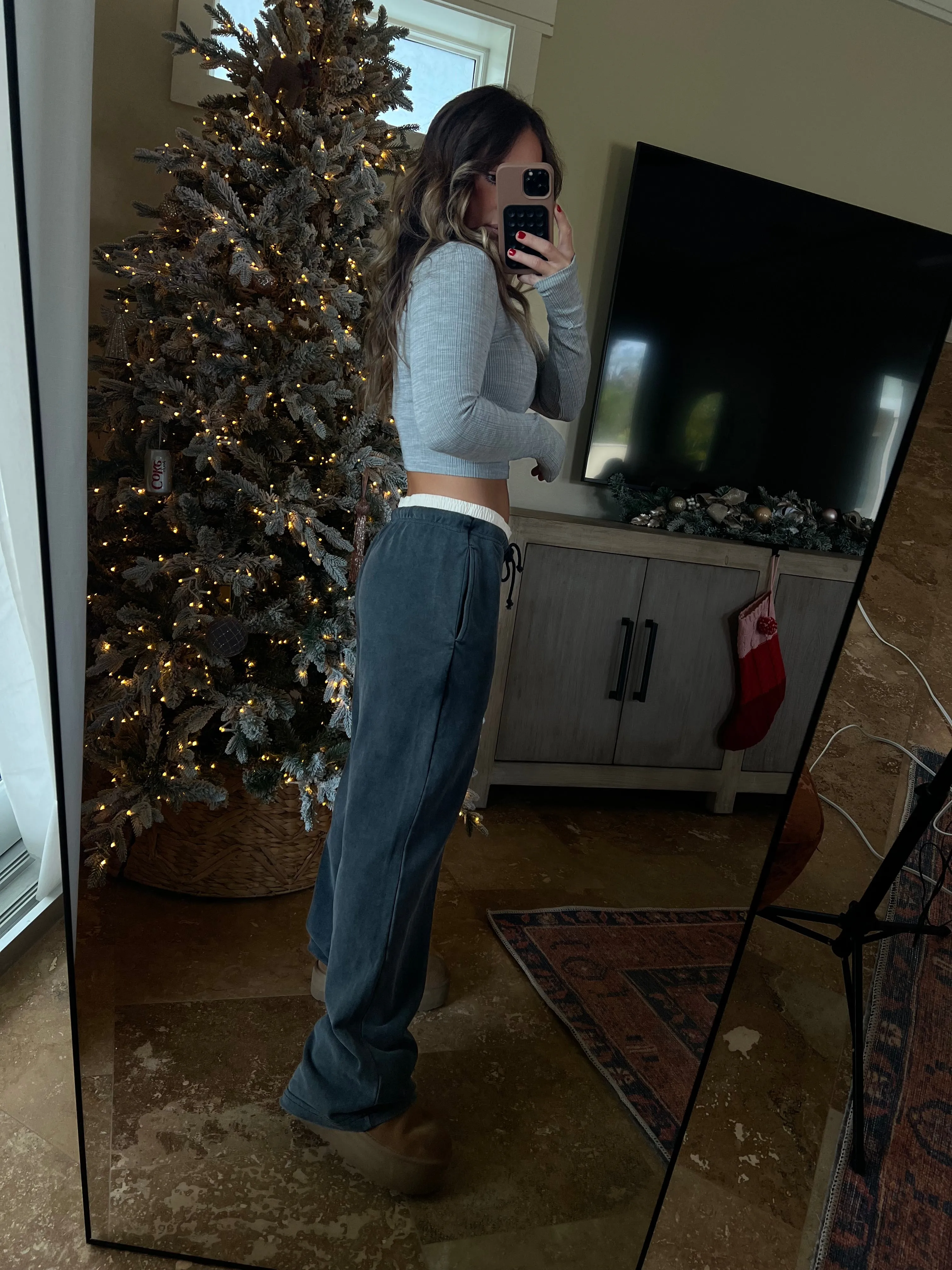 Fall Staple Boxer Sweatpants Charcoal sold by Chic by Ally B product image thumbnail 4