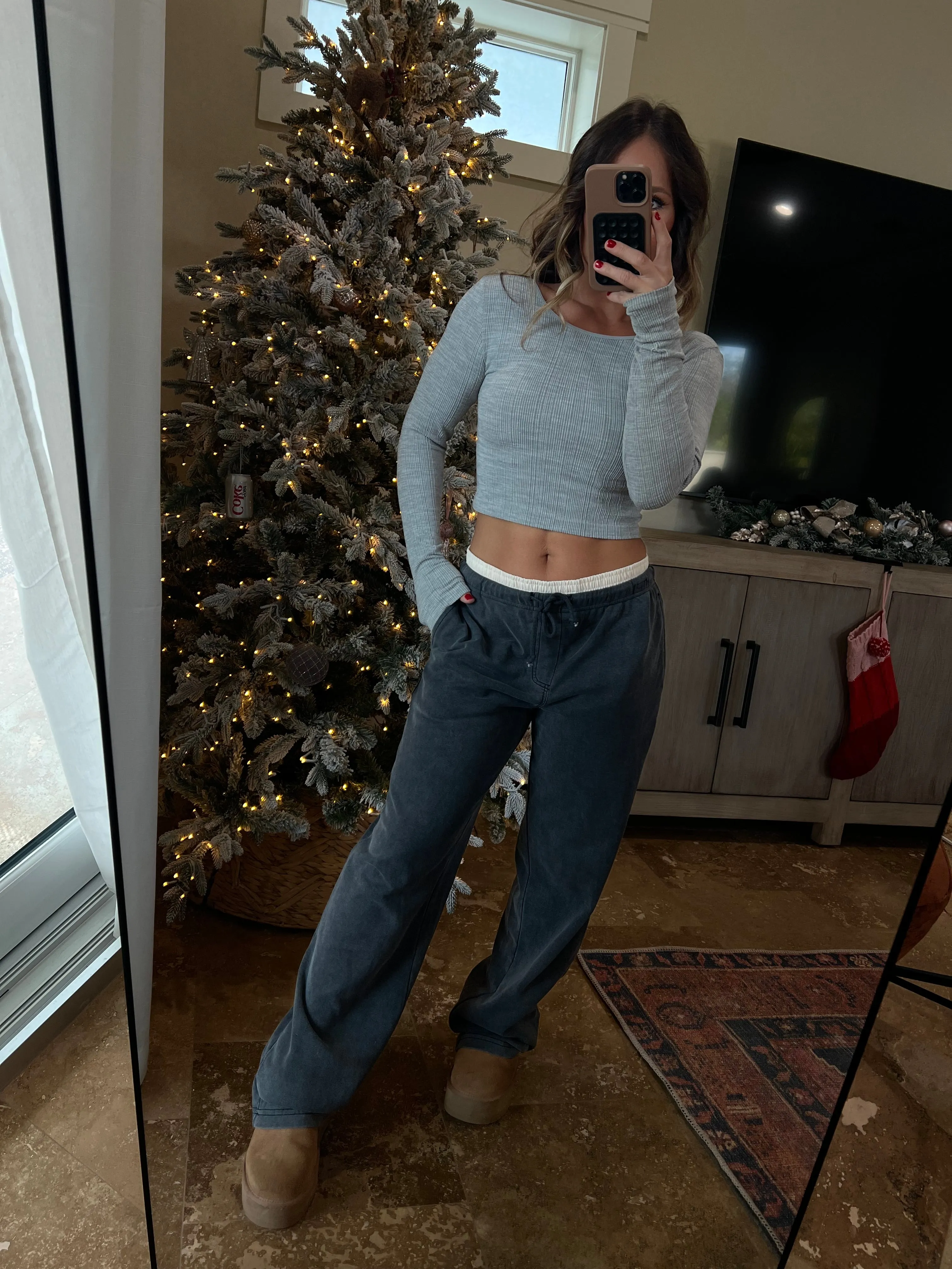 Fall Staple Boxer Sweatpants Charcoal sold by Chic by Ally B product image thumbnail 2