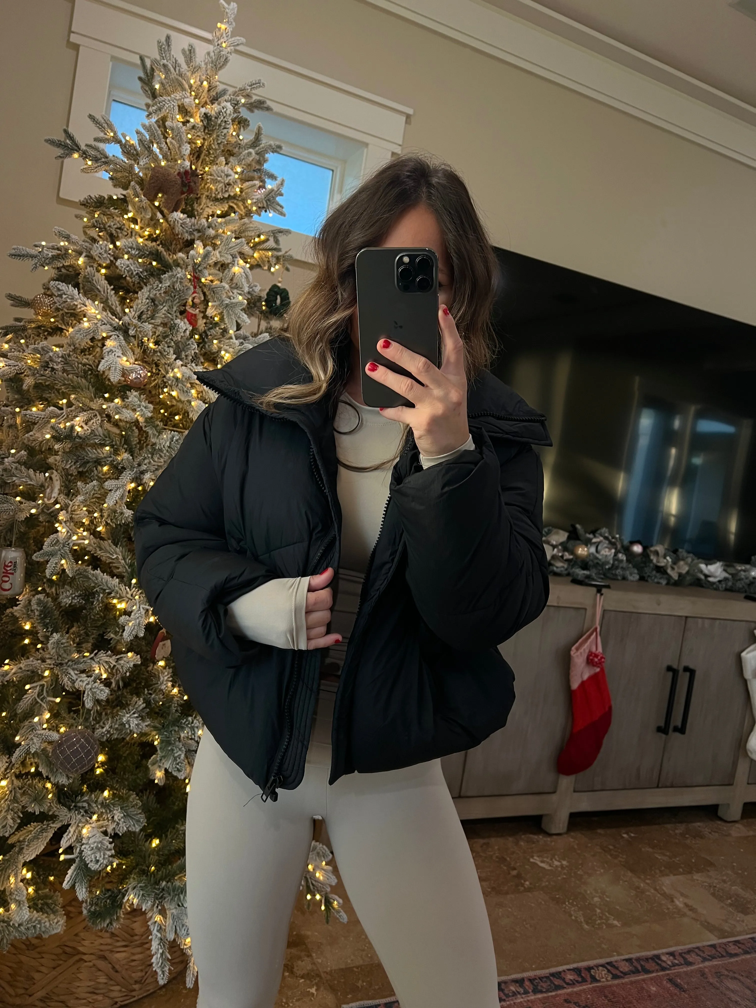 Christmas Shopping Puffer Jacket Black sold by Chic by Ally B product image thumbnail 5