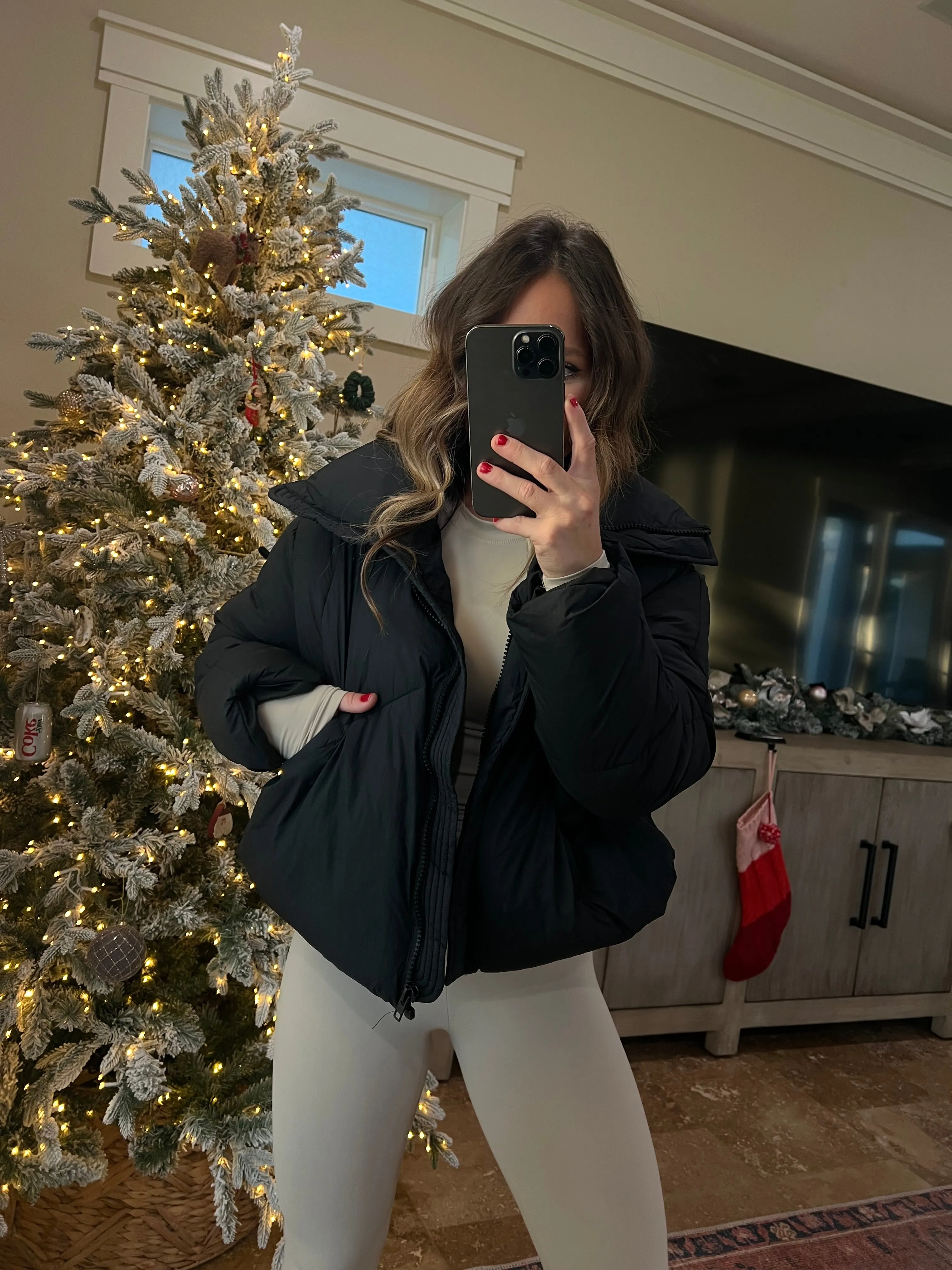 Christmas Shopping Puffer Jacket Black sold by Chic by Ally B