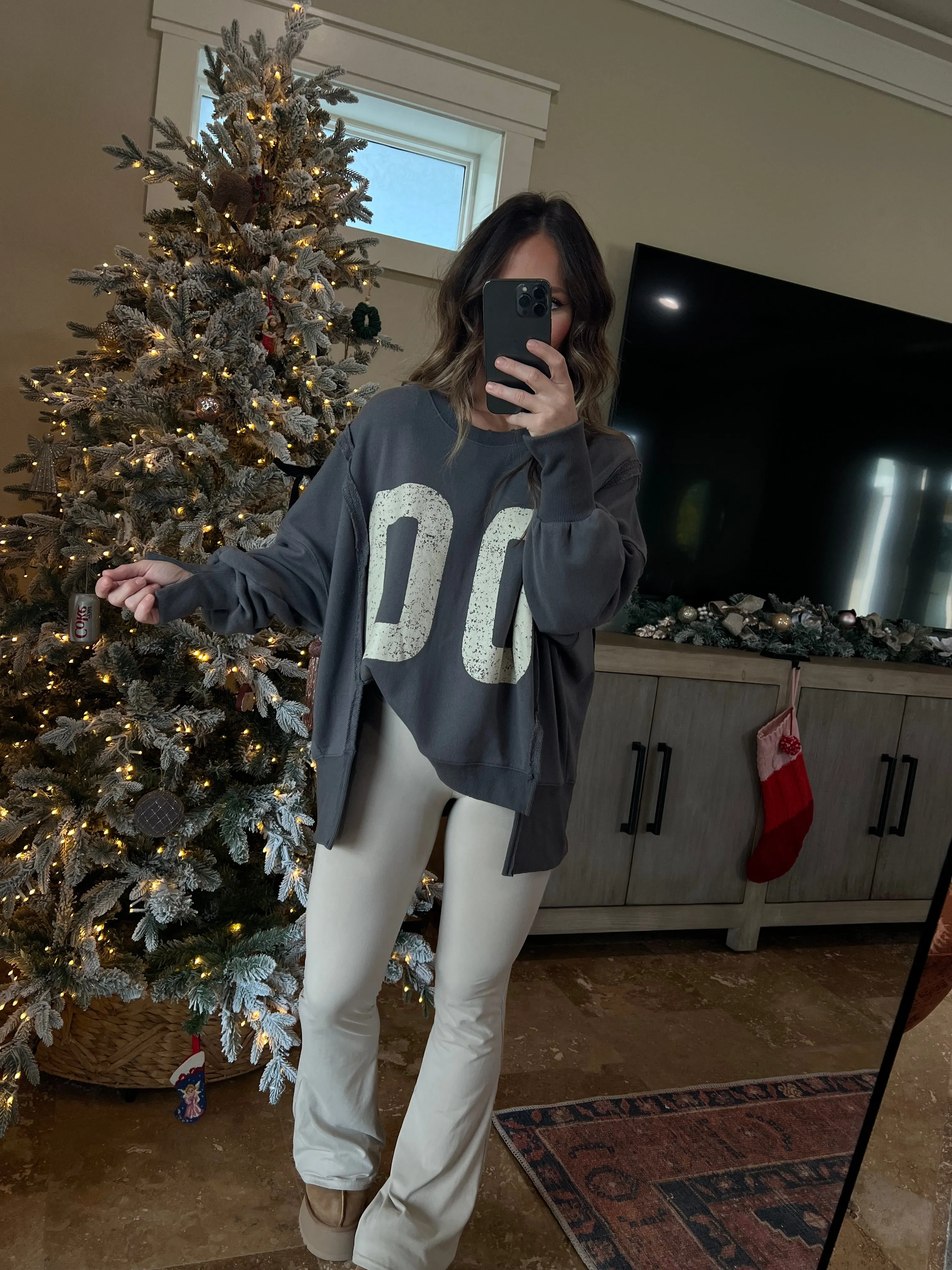 Quarterback Oversized Sweatshirt Fossil Grey sold by Chic by Ally B product image thumbnail 3