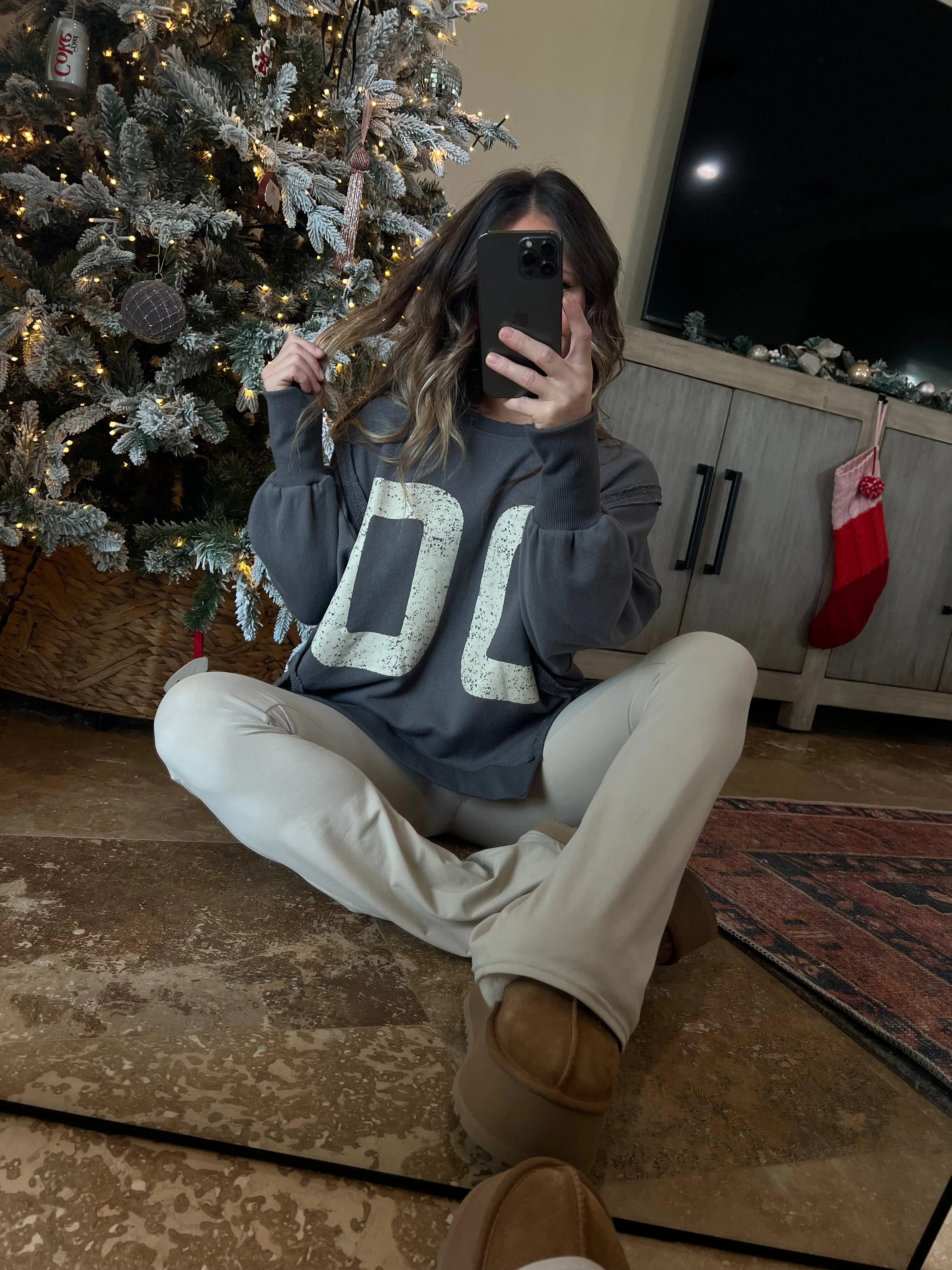 Quarterback Oversized Sweatshirt Fossil Grey sold by Chic by Ally B product image thumbnail 2