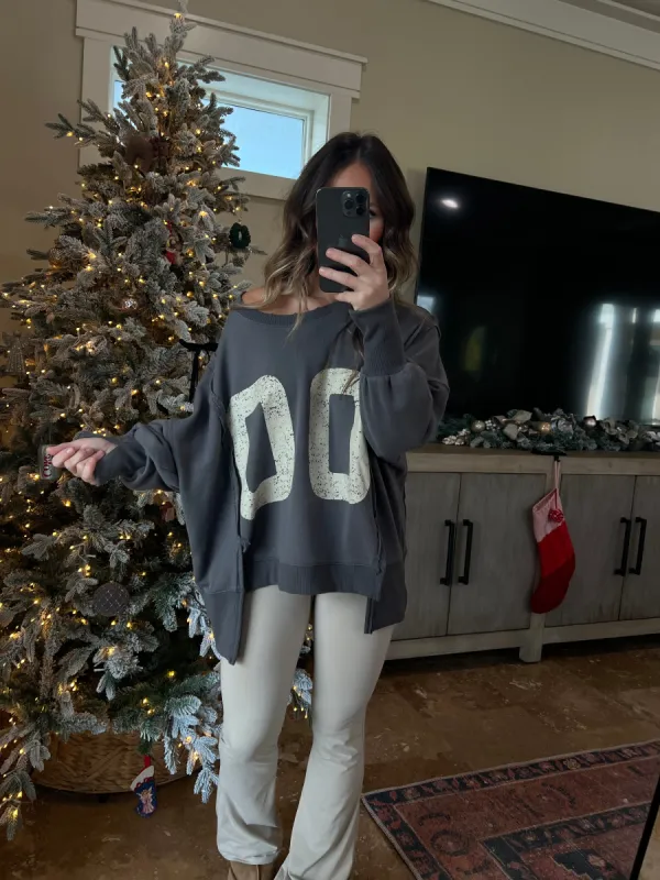 Quarterback Oversized Sweatshirt Fossil Grey sold by Chic by Ally B