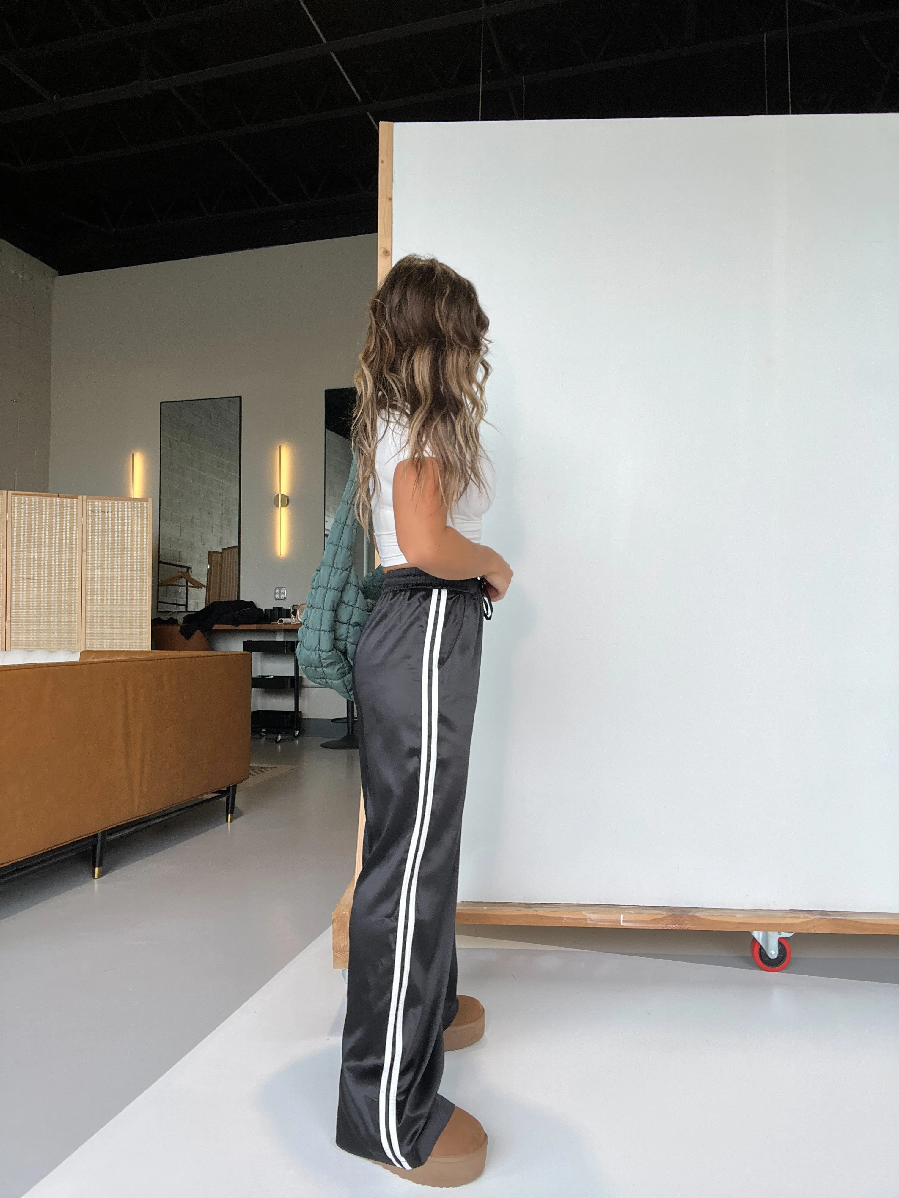 Sporty Spice Satin Track Pants Black sold by Chic by Ally B product image thumbnail 3