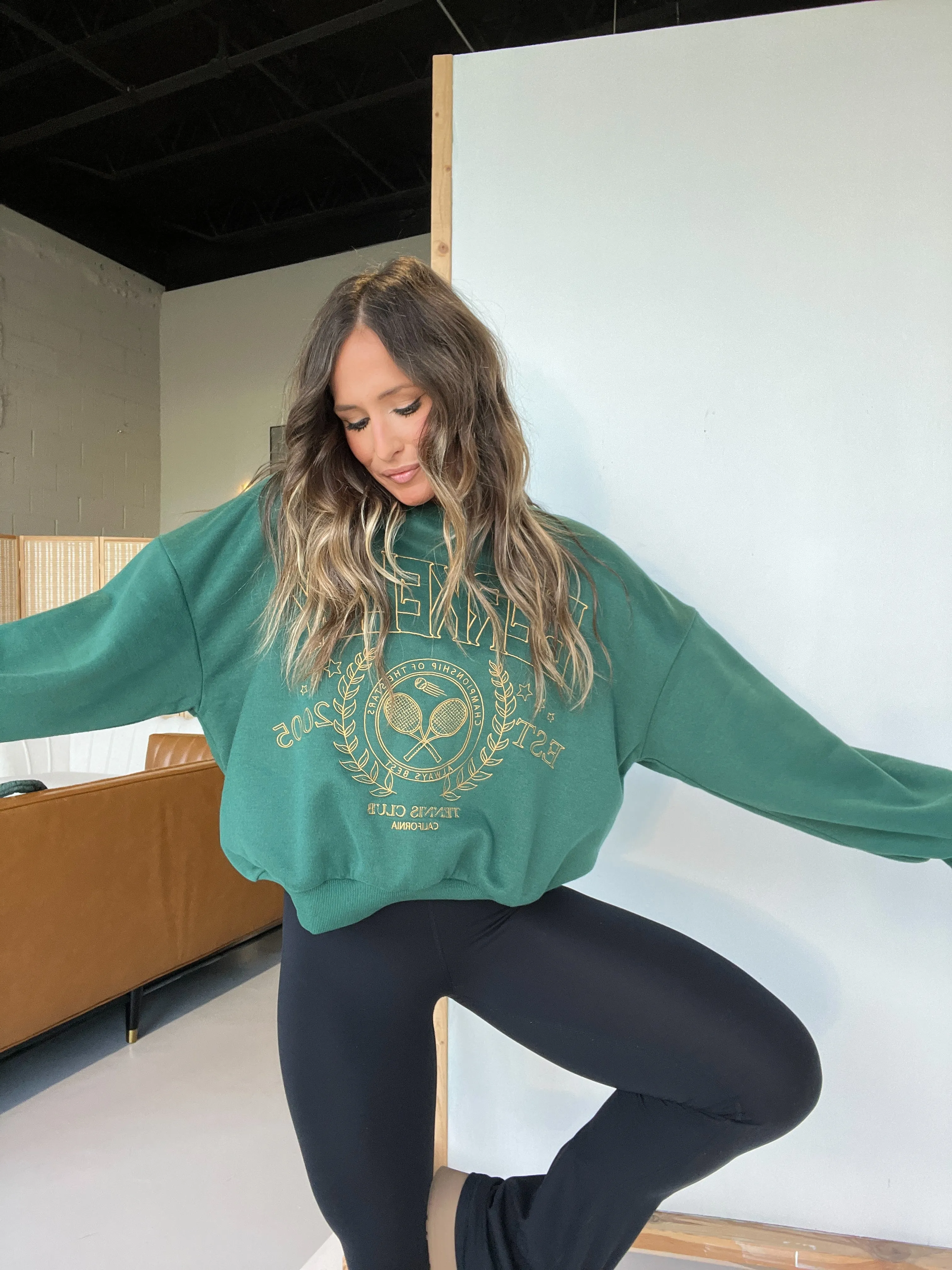 Old School Berkeley Crewneck Hunter Green sold by Chic by Ally B product image thumbnail 2