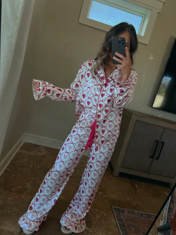 Be My Valentine Satin Pajama Set sold by Chic by Ally B