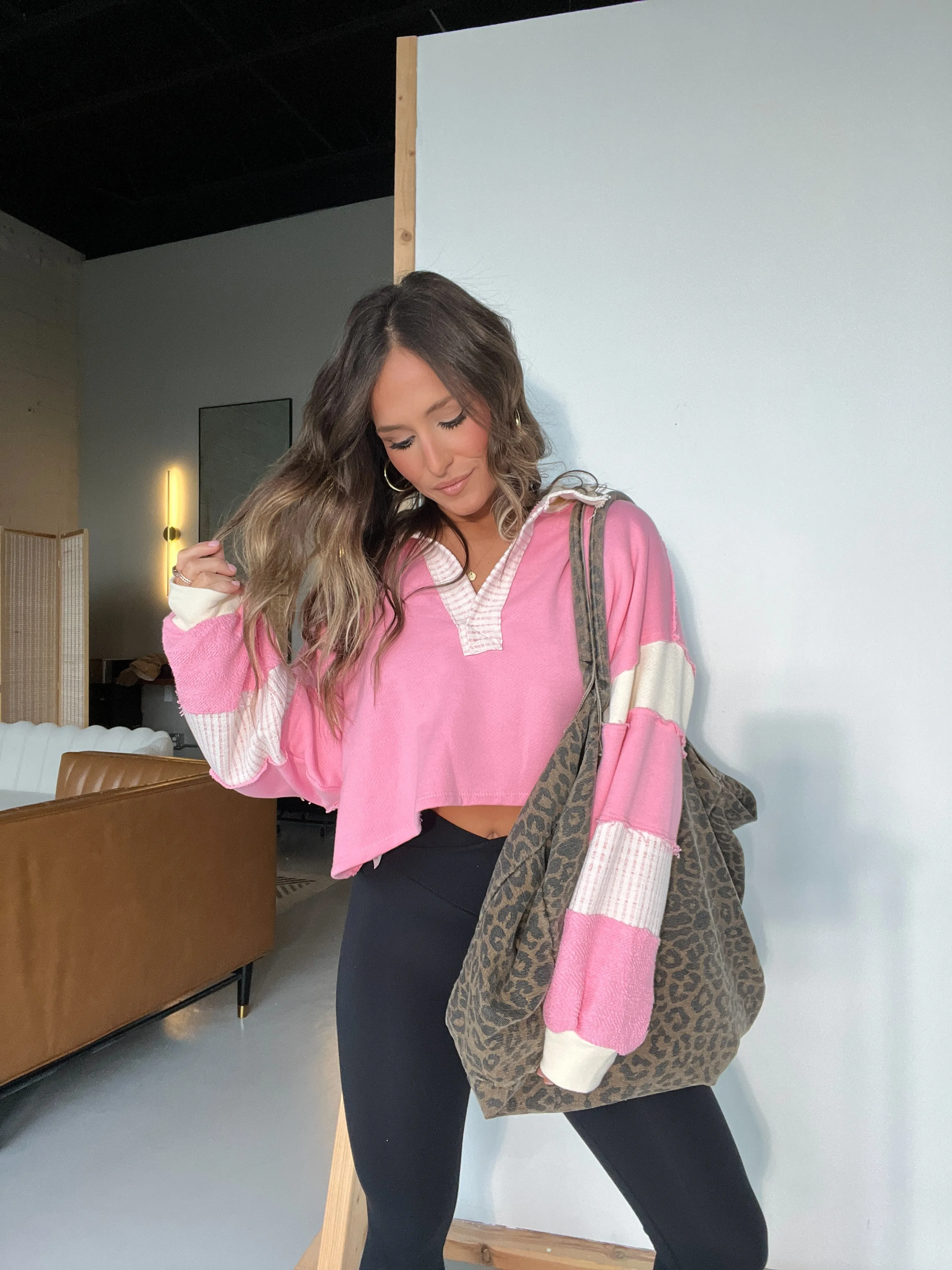 Sunday Brunch Pullover Pink/Cream sold by Chic by Ally B product image thumbnail 4