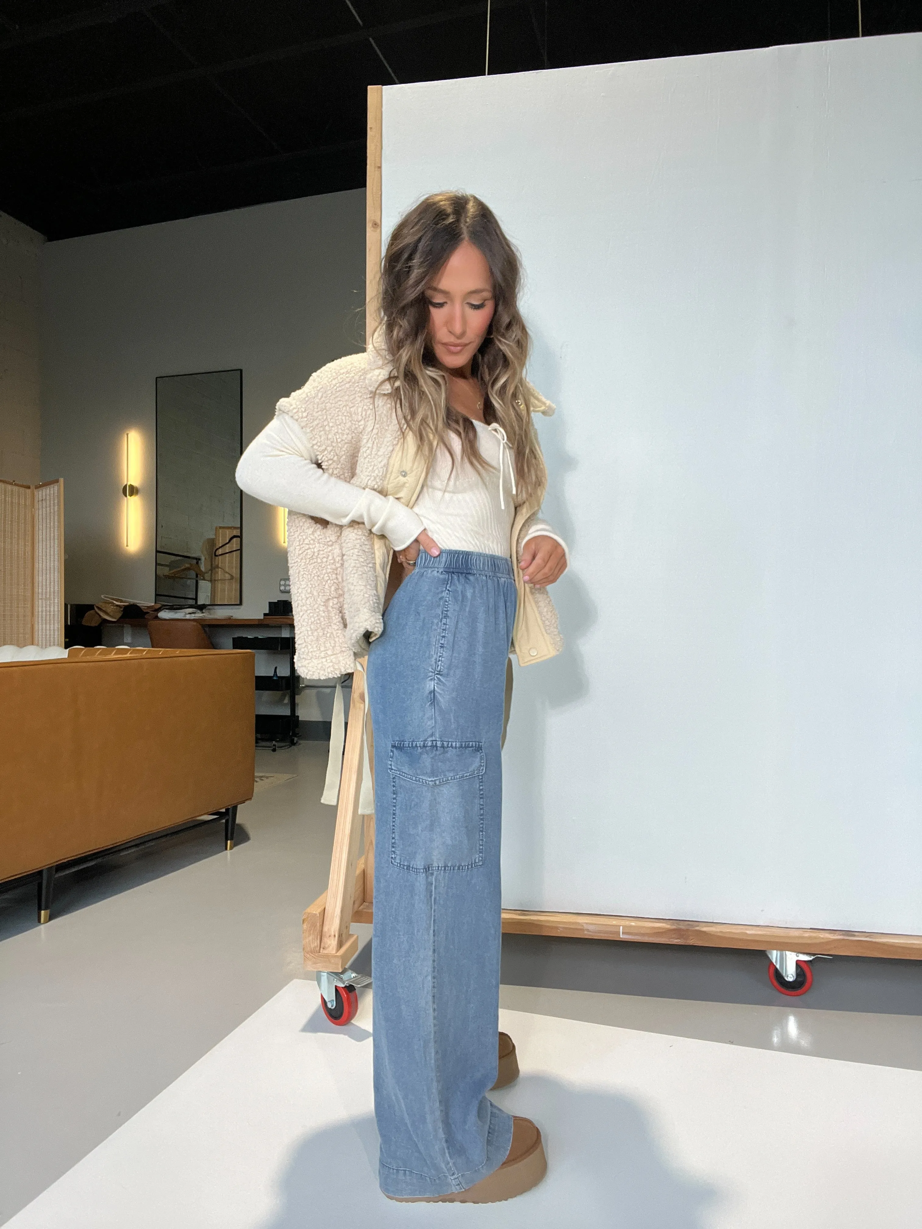 Arlo Wide Leg Tencel Cargo Pants sold by Chic by Ally B product image thumbnail 5