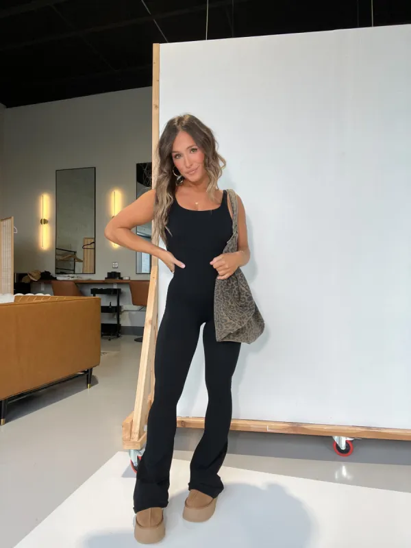 Come My Way Micro Ribbed Jumpsuit Black sold by Chic by Ally B