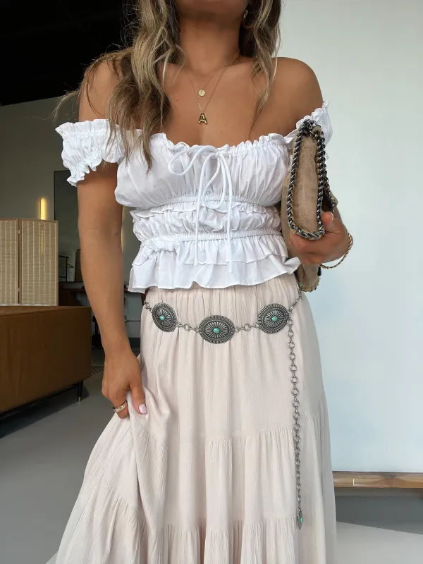 Turquoise Oval Western Chain Belt Silver sold by Chic by Ally B