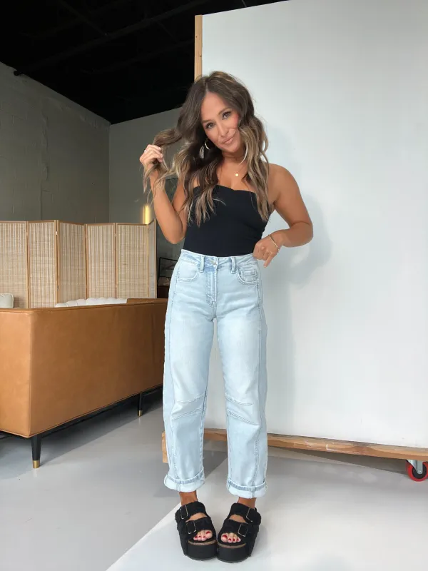 Northern Way High Waisted Barrel Jeans sold by Chic by Ally B