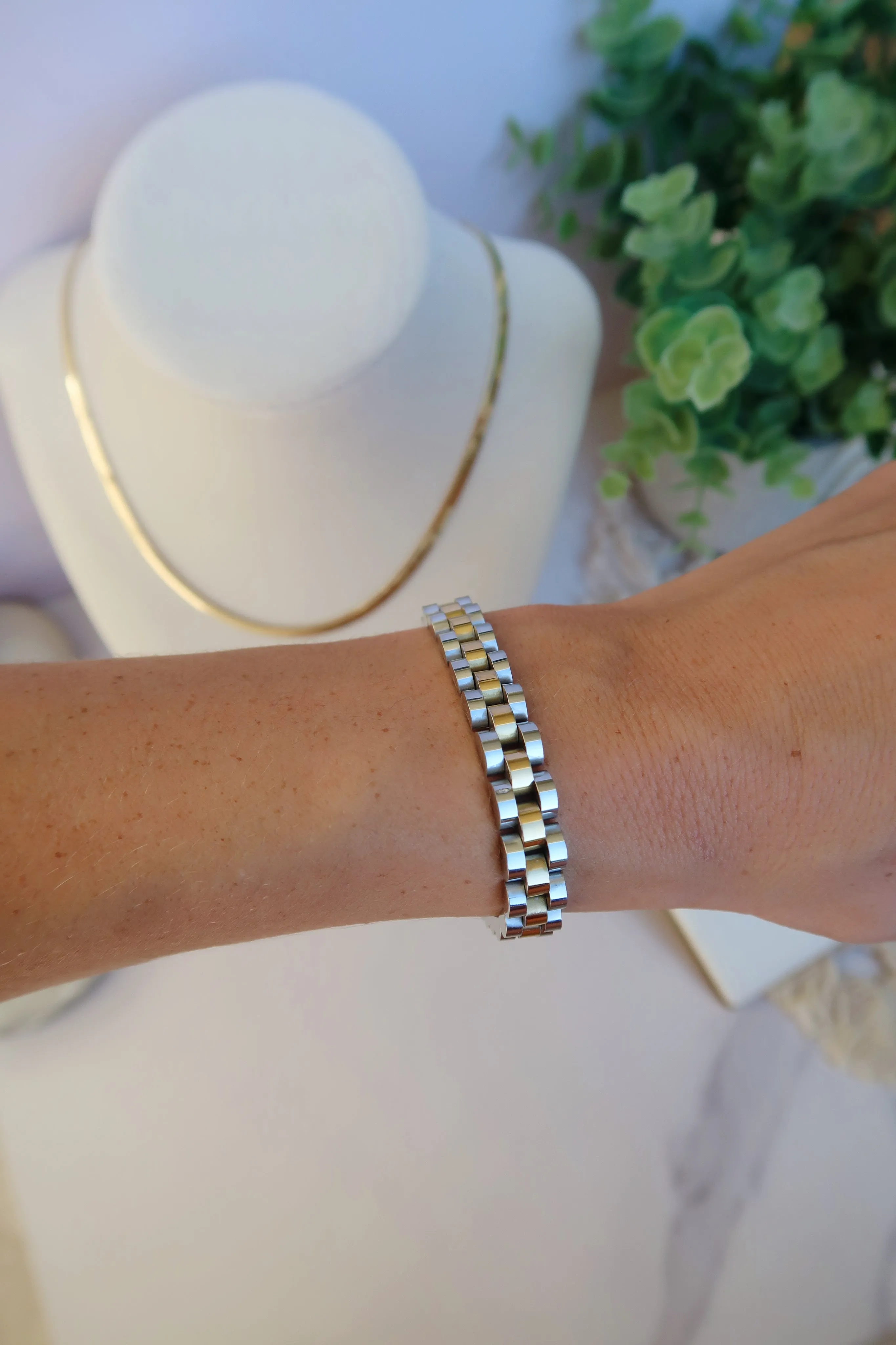 Lexa Two Tones Watch Band Bracelet sold by Chic by Ally B product image thumbnail 5