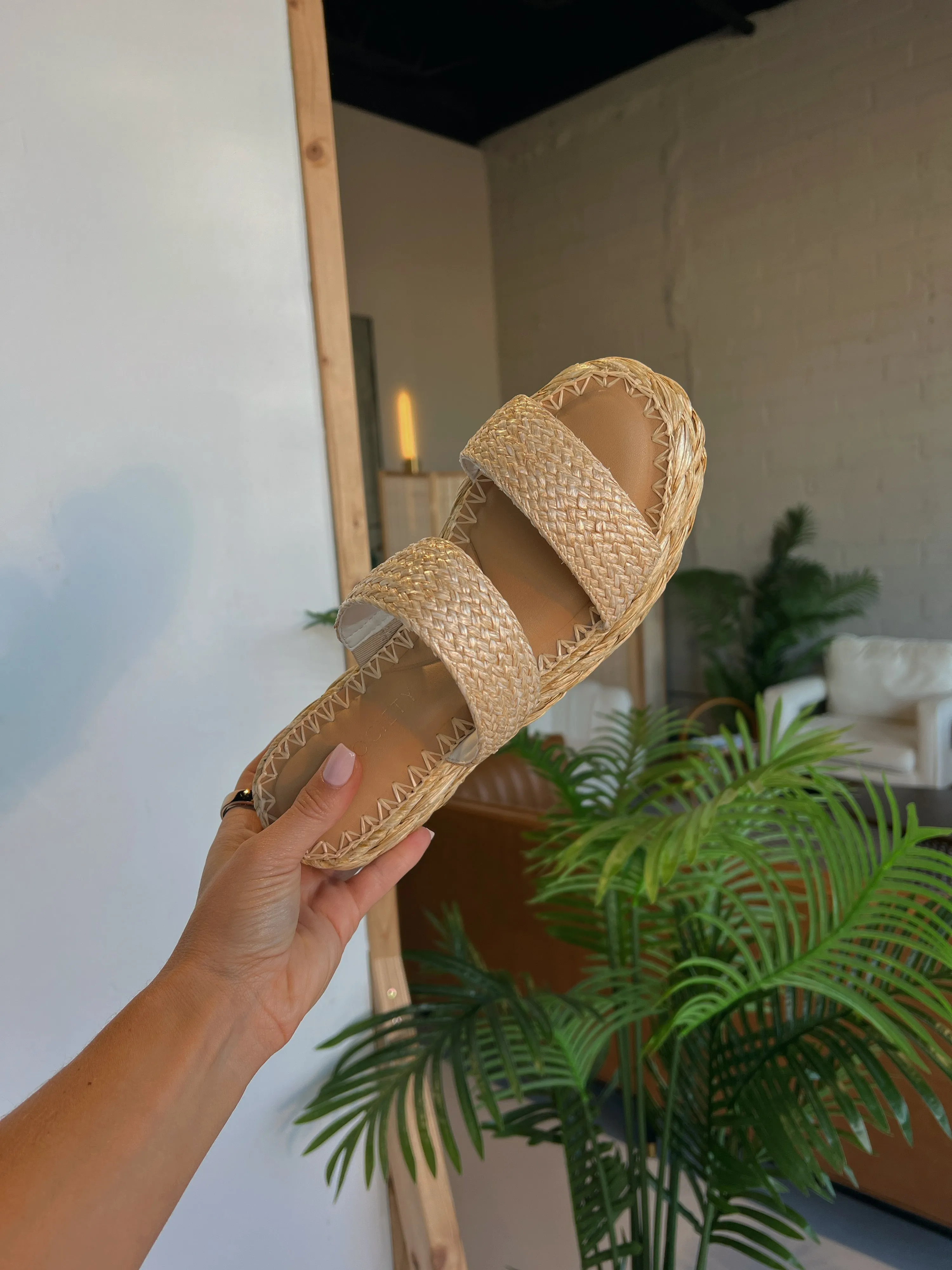 Marley Raffia Double Strap Platform Slides sold by Chic by Ally B product image thumbnail 2