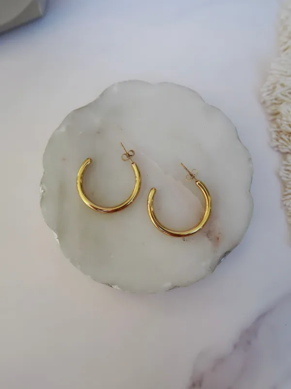 Tessa Tube Hoop Earrings Gold sold by Chic by Ally B