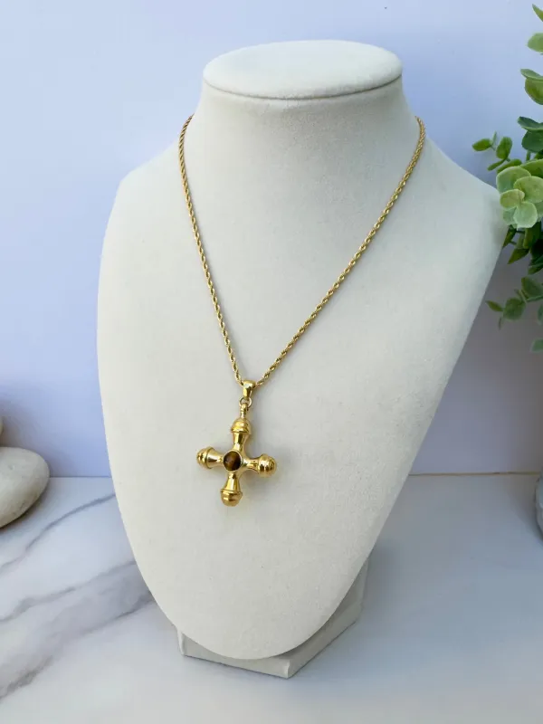 Ophelia Cross 18K Gold Necklace sold by Chic by Ally B