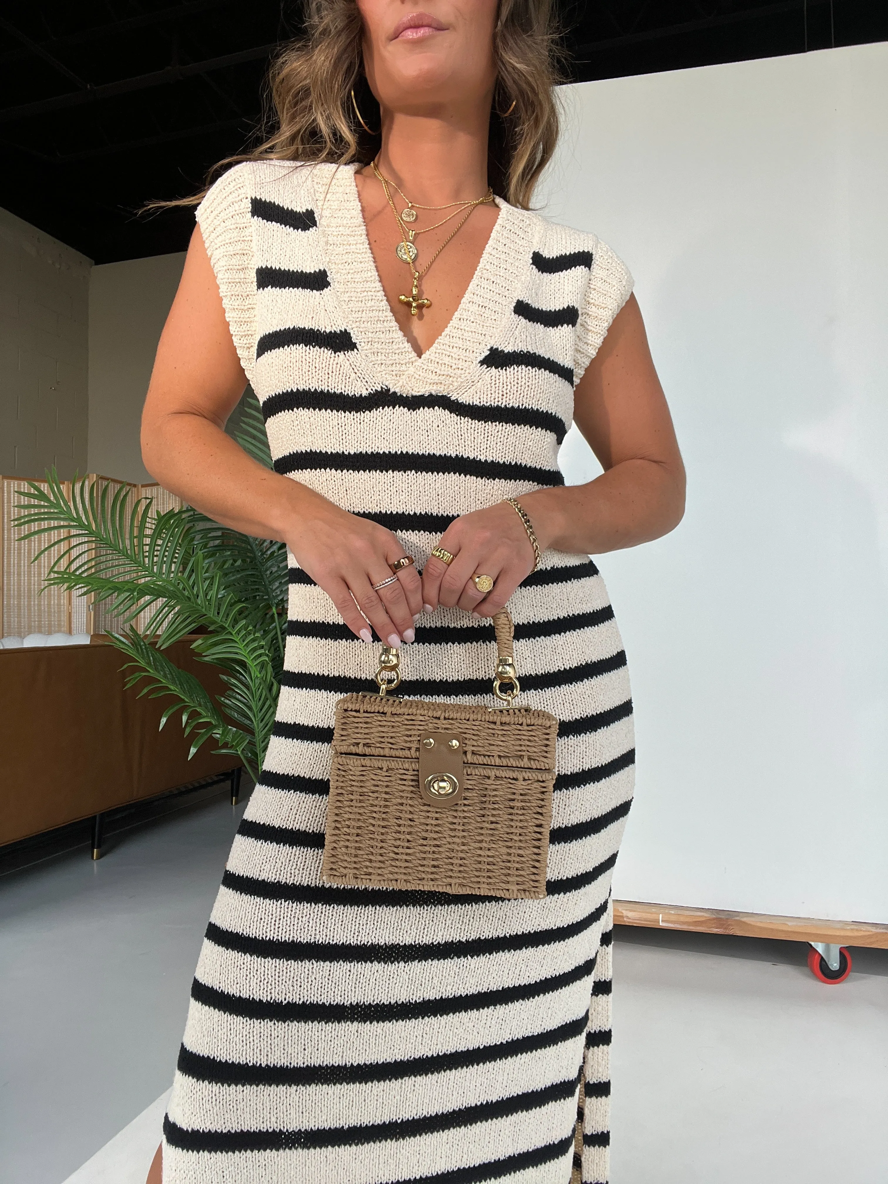 Tropic Top Handle Raffia Box Bag Natural sold by Chic by Ally B product image thumbnail 2