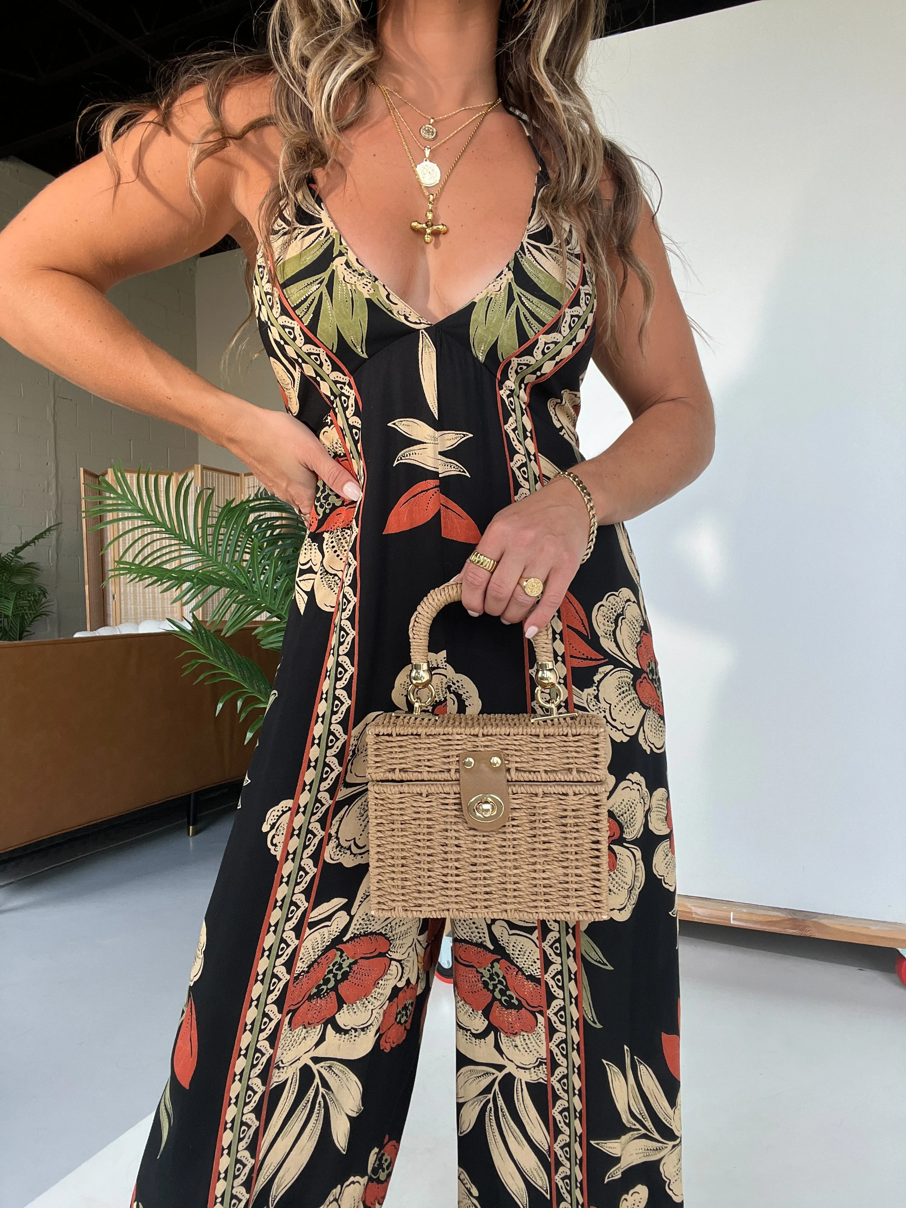 Tropic Top Handle Raffia Box Bag Natural sold by Chic by Ally B product image thumbnail 3