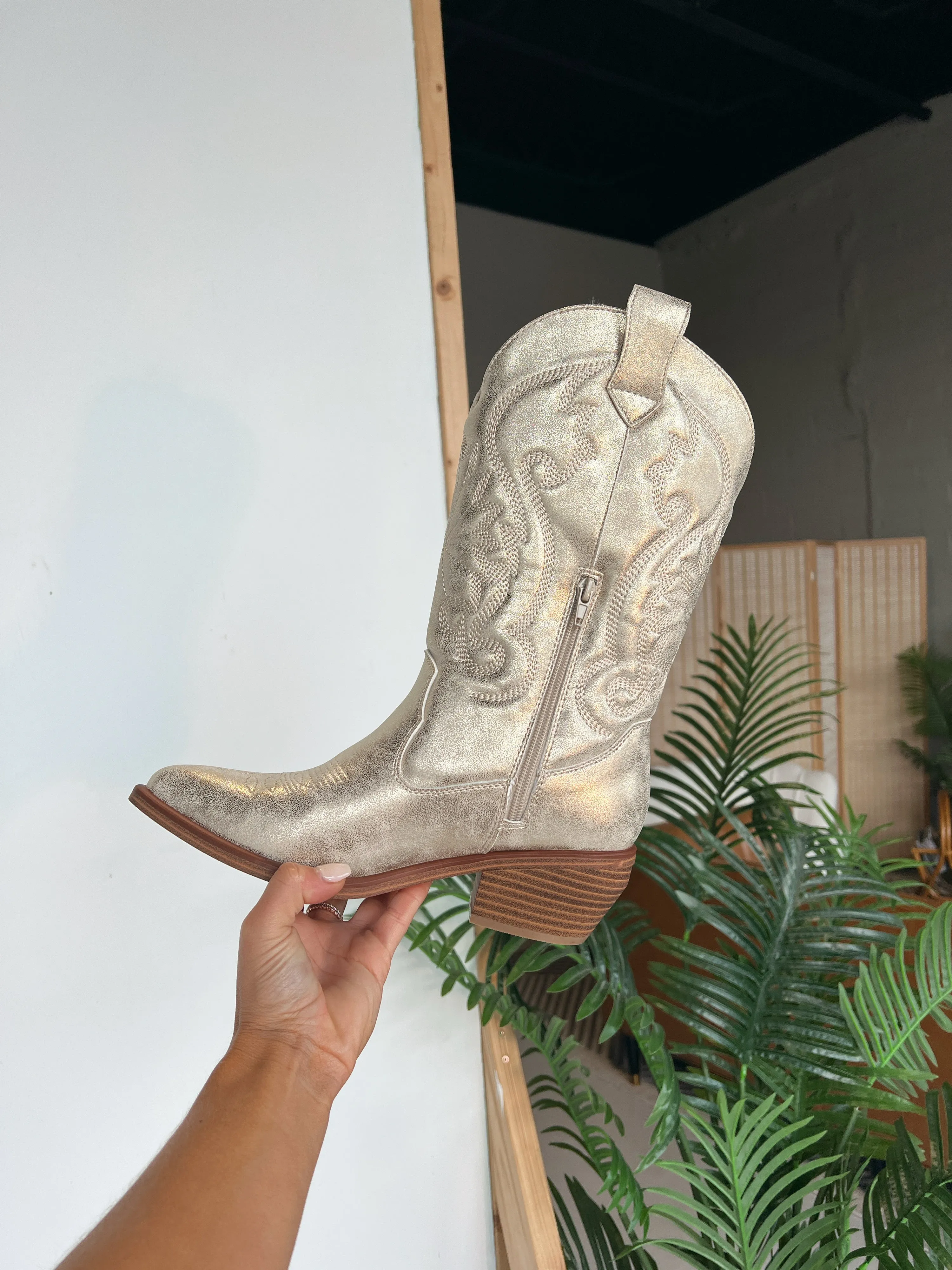 Kelsha Cowgirl Boots Gold sold by Chic by Ally B product image thumbnail 5