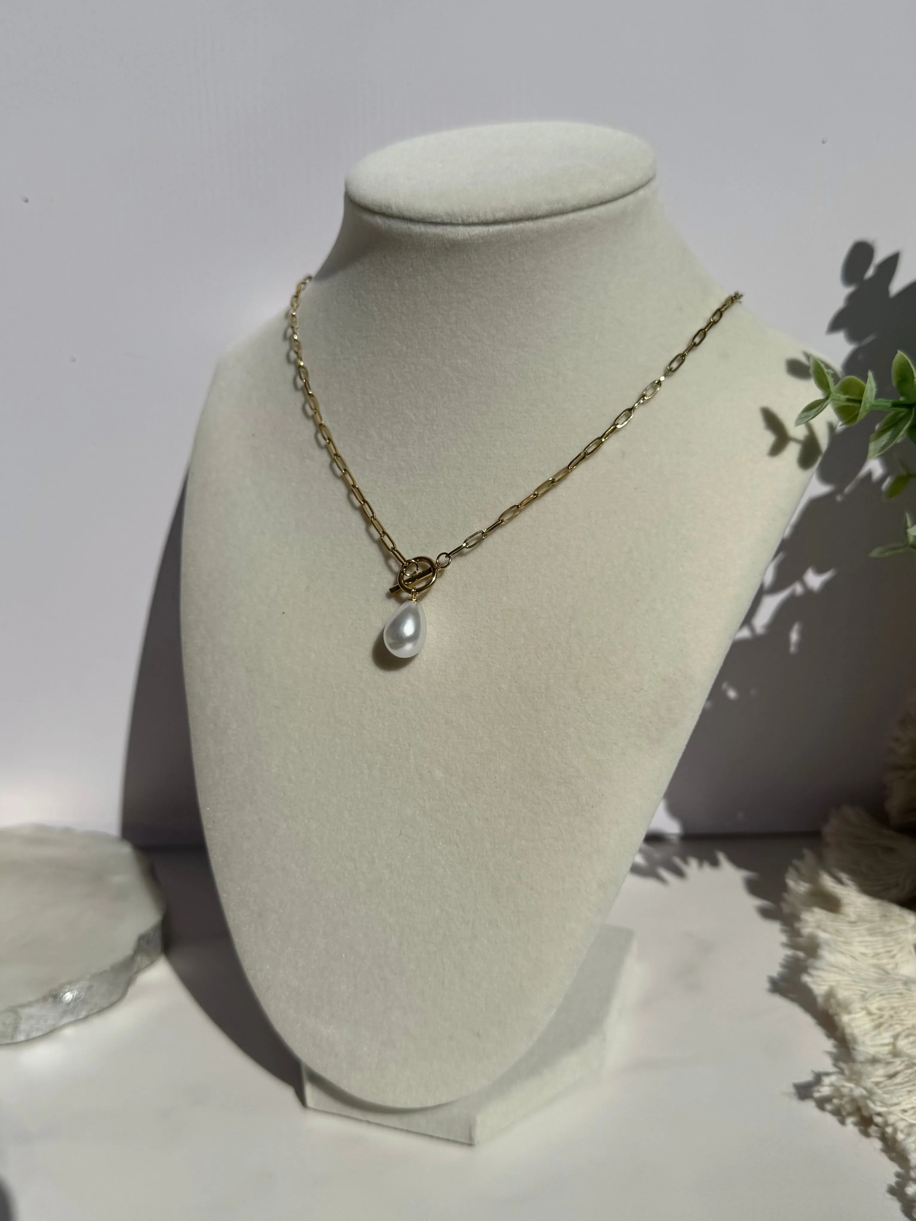 Ursula Pearl Toggle 14K Gold Necklace sold by Chic by Ally B