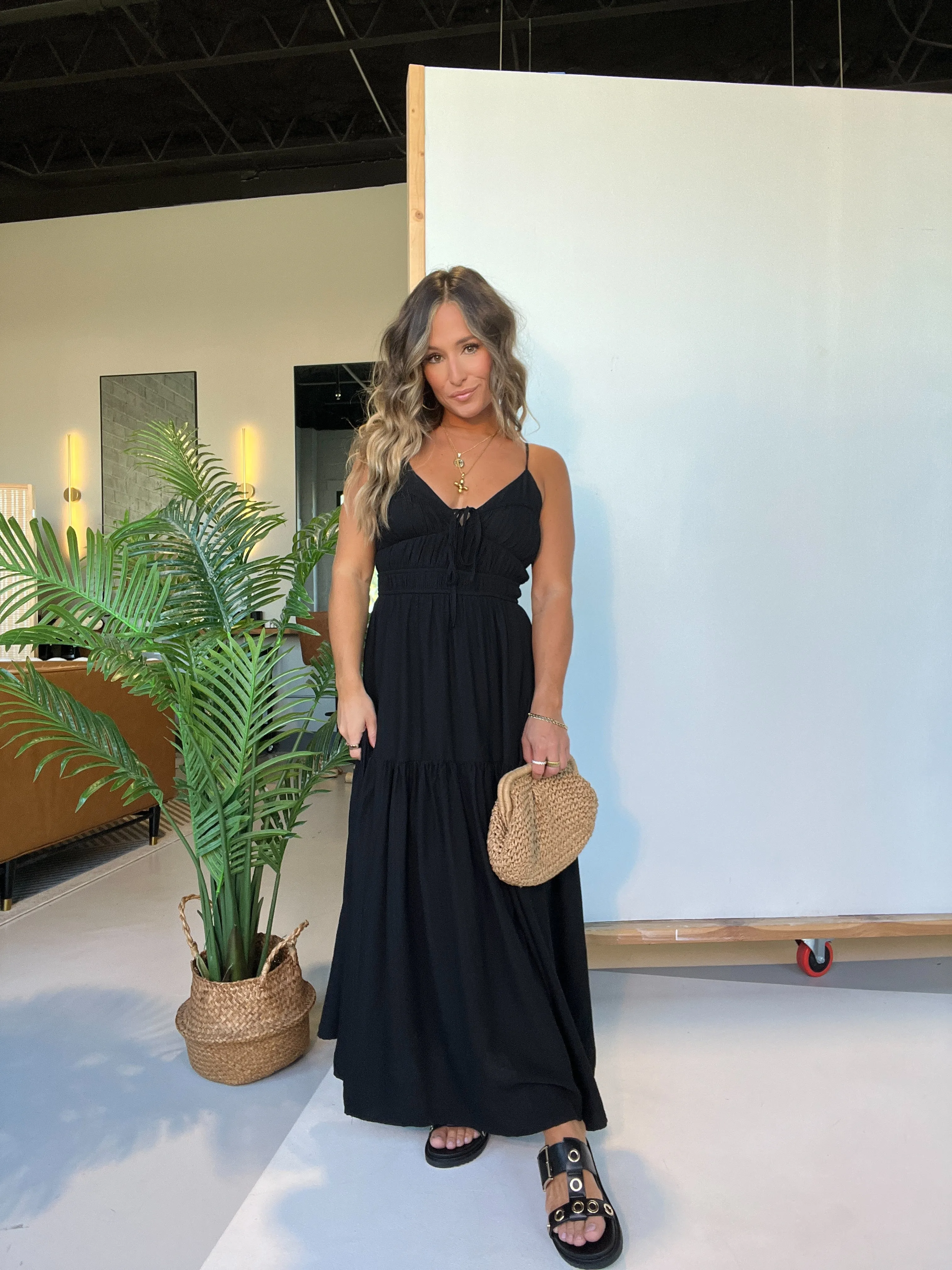 Georgia Peach Front Tie Midi Dress Black sold by Chic by Ally B product image thumbnail 3