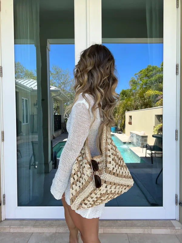 Bali Woven Patterned Tote Natural sold by Chic by Ally B