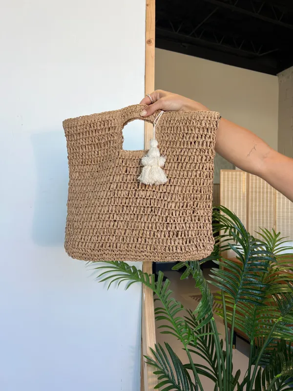 Tidal Wave Crochet Bag Natural sold by Chic by Ally B