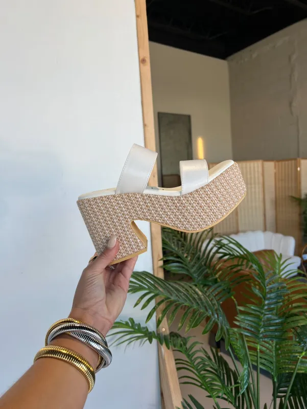 Western Haven Platform Heels White sold by Chic by Ally B