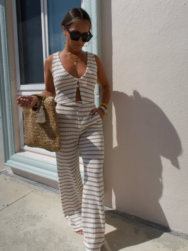 Summer Essence Stripe Pants Set Taupe sold by Chic by Ally B