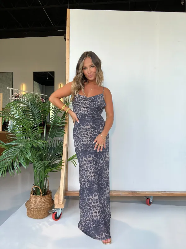 Sasha Mesh Maxi Dress Leopard sold by Chic by Ally B