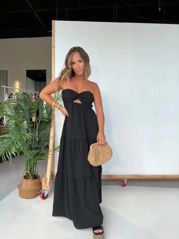 Dusk to Dawn Strapless Maxi Dress Black sold by Chic by Ally B