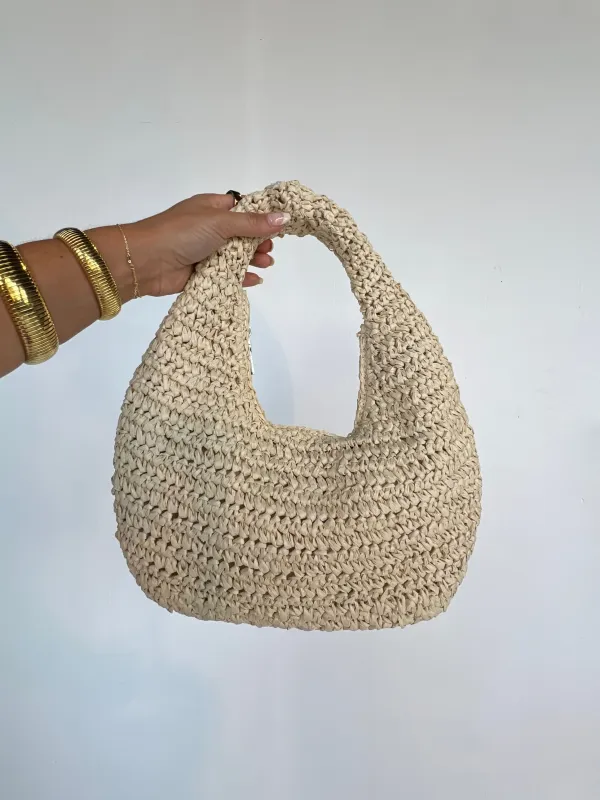 Reyna Straw Shoulder Bag Cream sold by Chic by Ally B