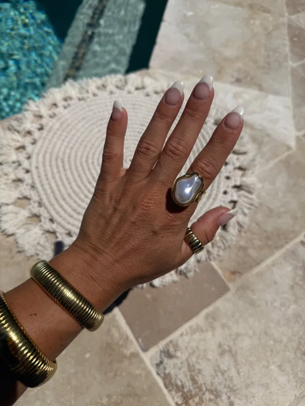 Cami 18K Gold Pearl Ring sold by Chic by Ally B