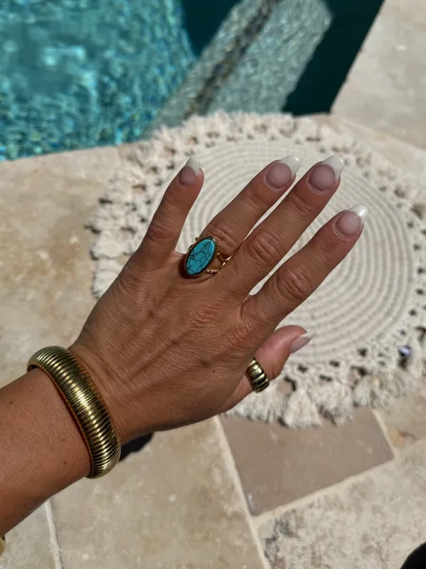 Ashwin 18K Gold Ring Turquoise sold by Chic by Ally B