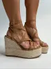 Fab Platform Strappy Wedges Camel sold by Chic by Ally B