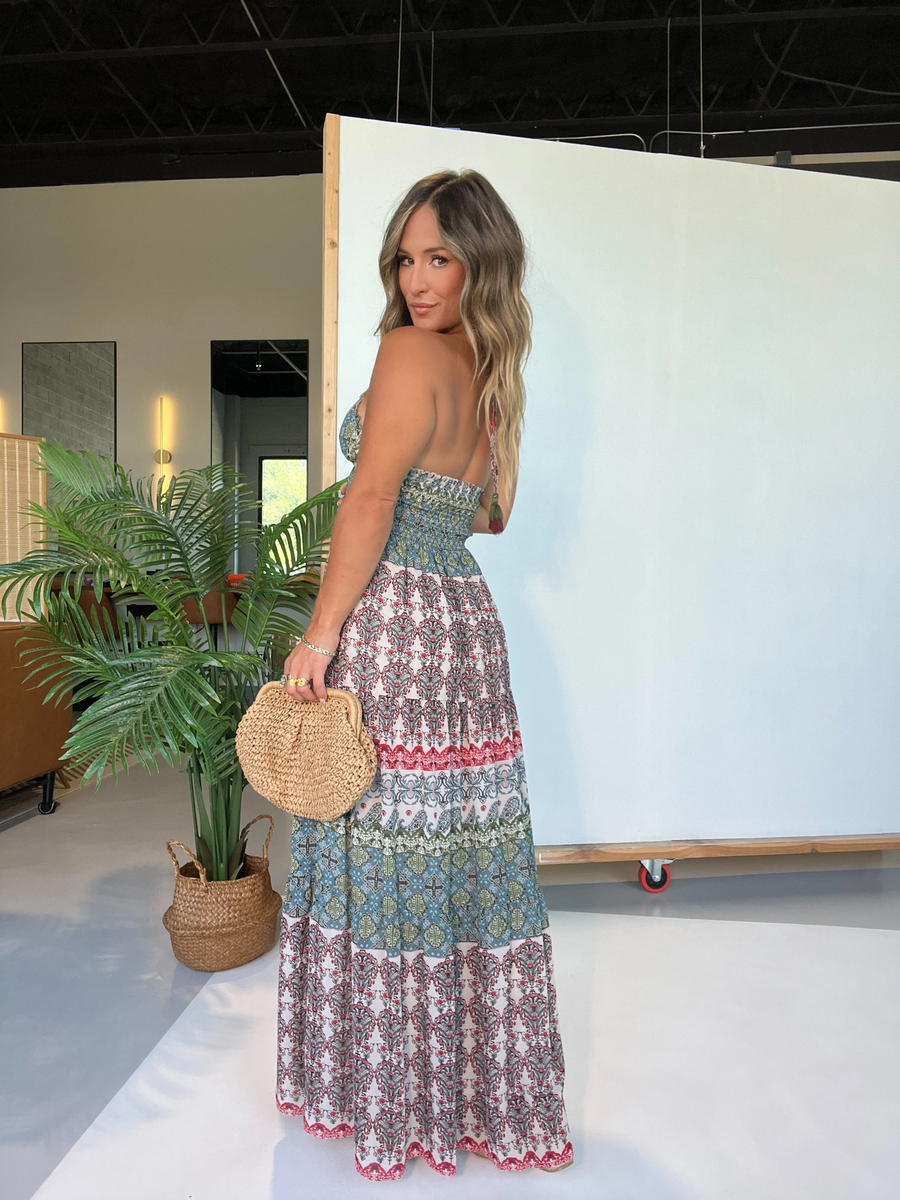 Vintage Sights Maxi Dress Teal Multi sold by Chic by Ally B product image thumbnail 3